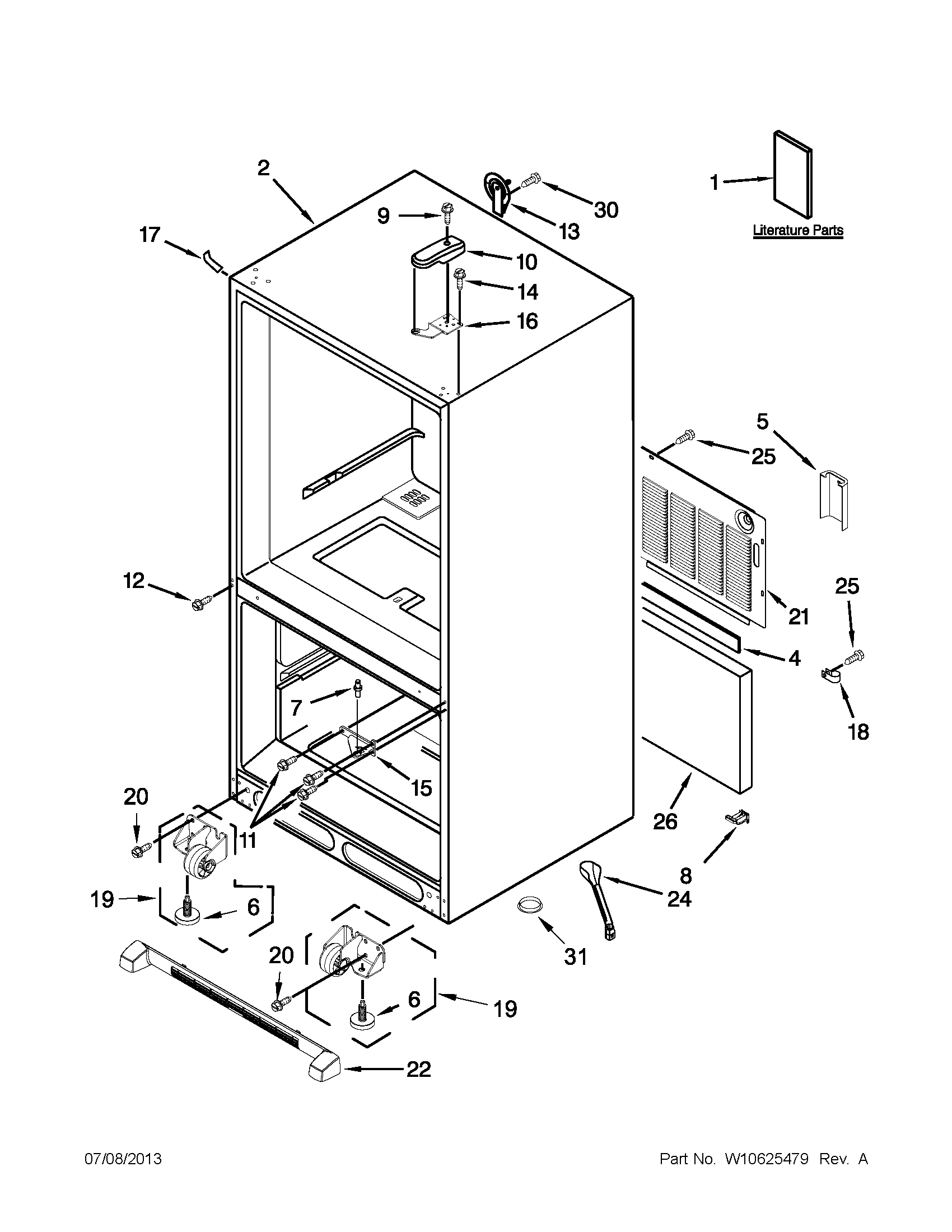 Whirlpool GB2FHDXWS09 cabinet parts diagram