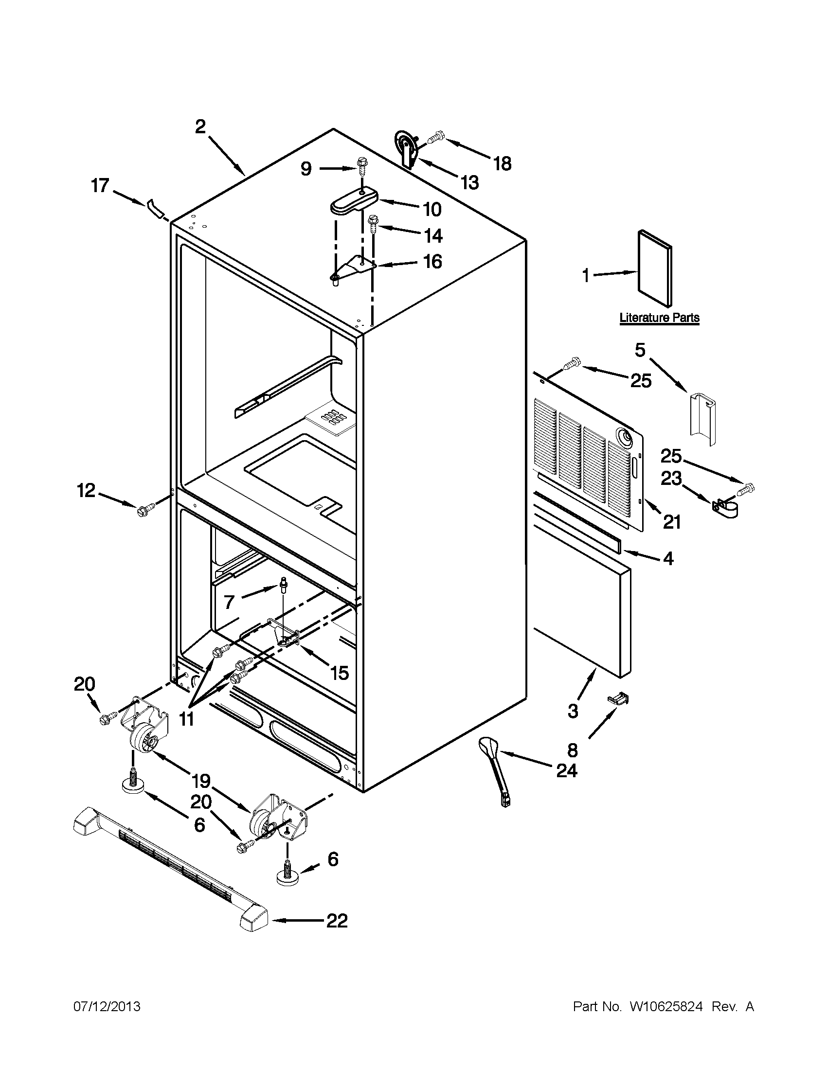 Whirlpool GB2FHDXWB07 cabinet parts diagram