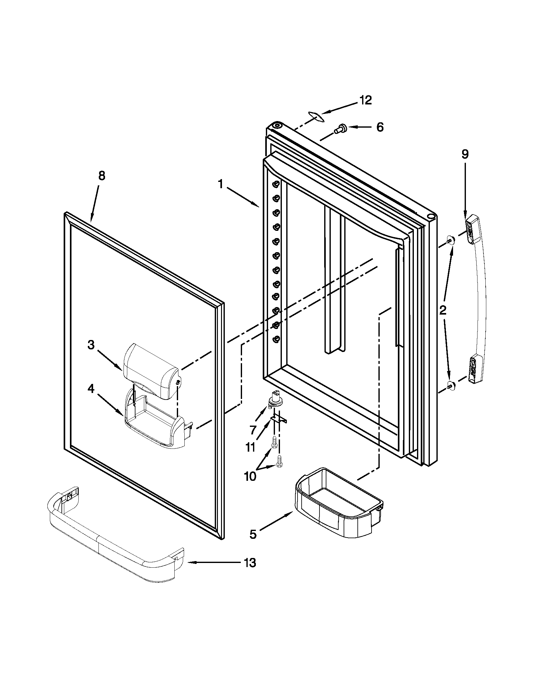 Whirlpool GB2FHDXWB07 refrigerator door parts diagram