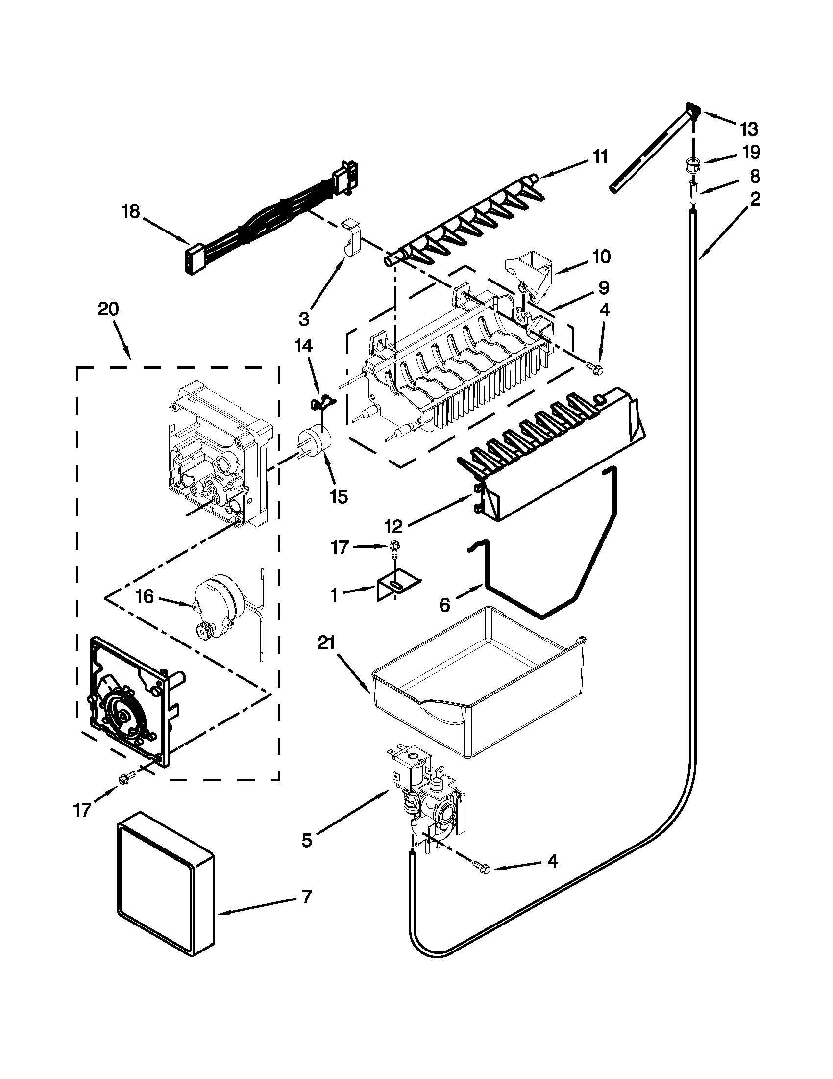 Whirlpool GB2FHDXWB07 icemaker parts diagram