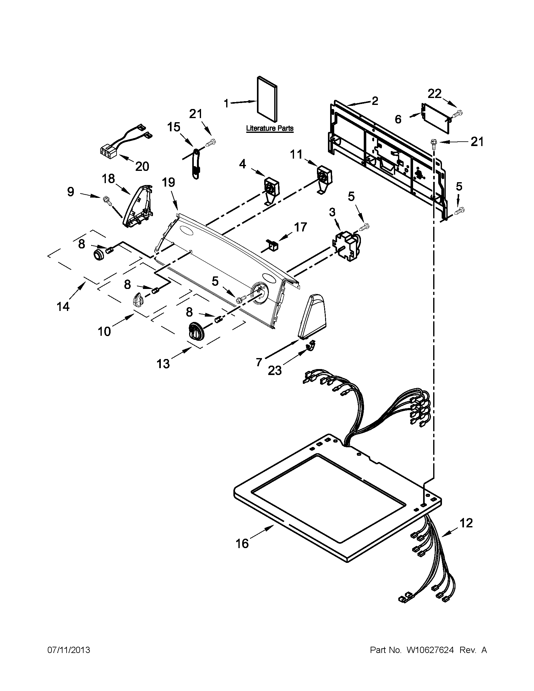 Whirlpool 3LWGD4800YQ3 top and console parts diagram