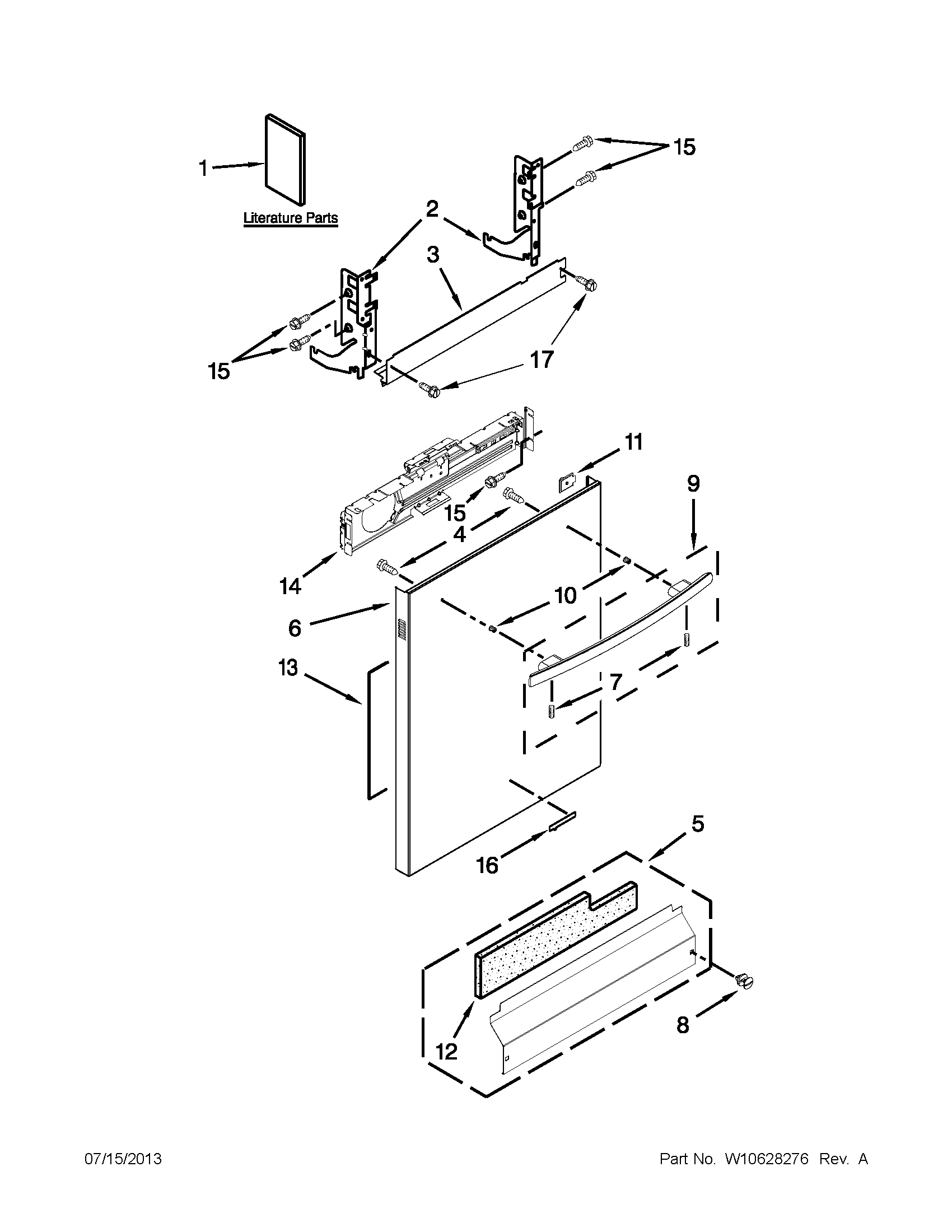 Jenn-Air JDB8200AWS2 door panel parts diagram