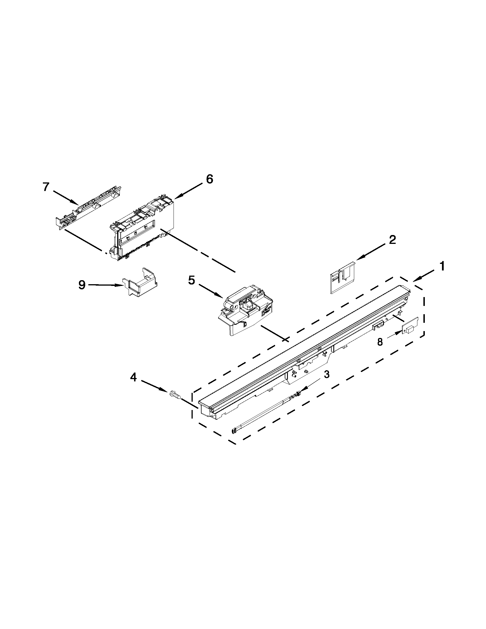 Jenn-Air JDB8200AWS2 control panel and latch parts diagram