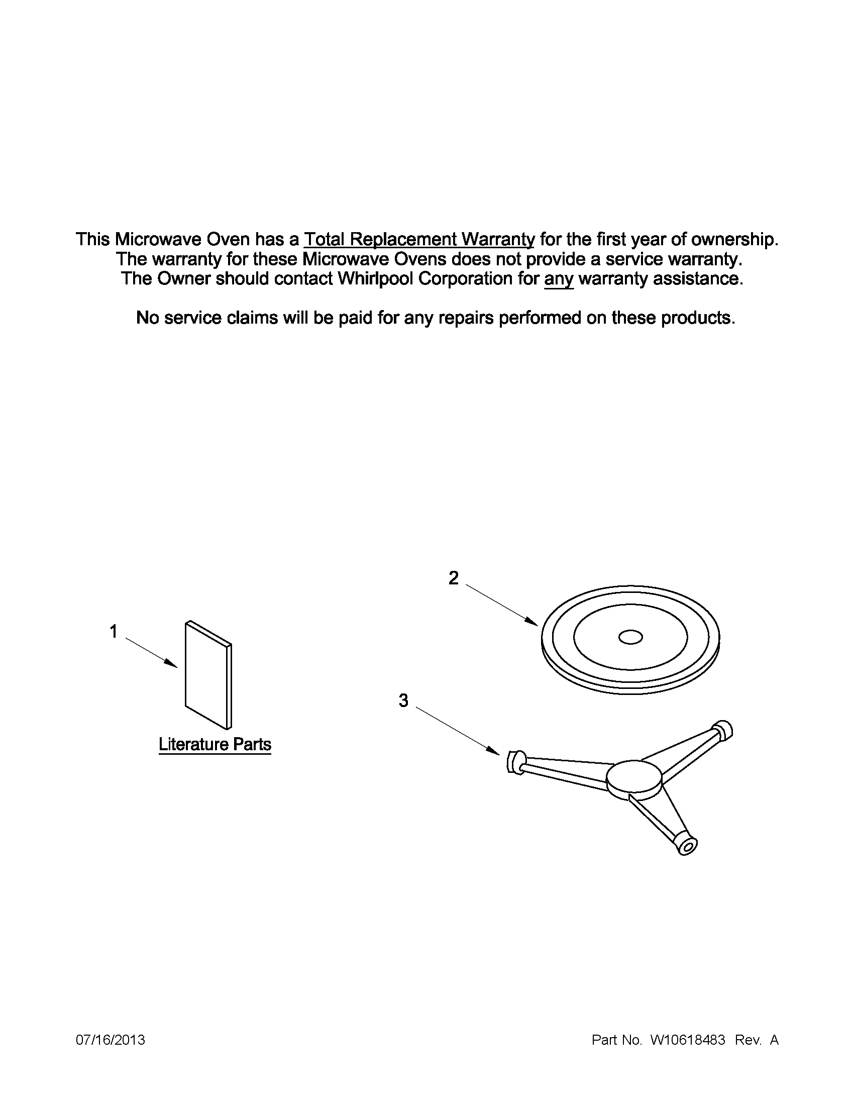 Whirlpool WMC1070XB0 turntable parts diagram