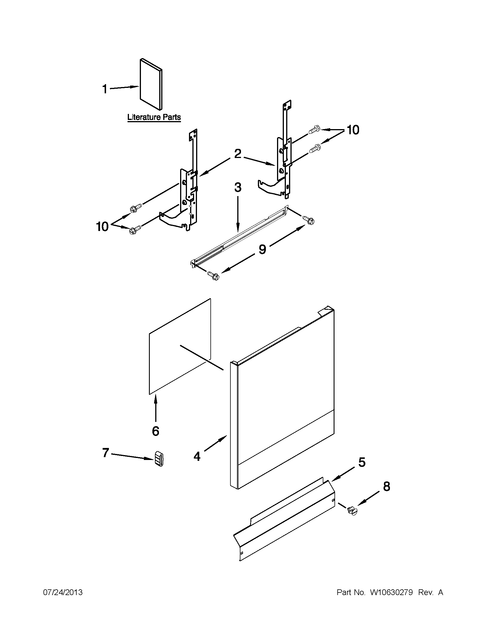 Amana ADB1400PYB3 door and panel parts diagram