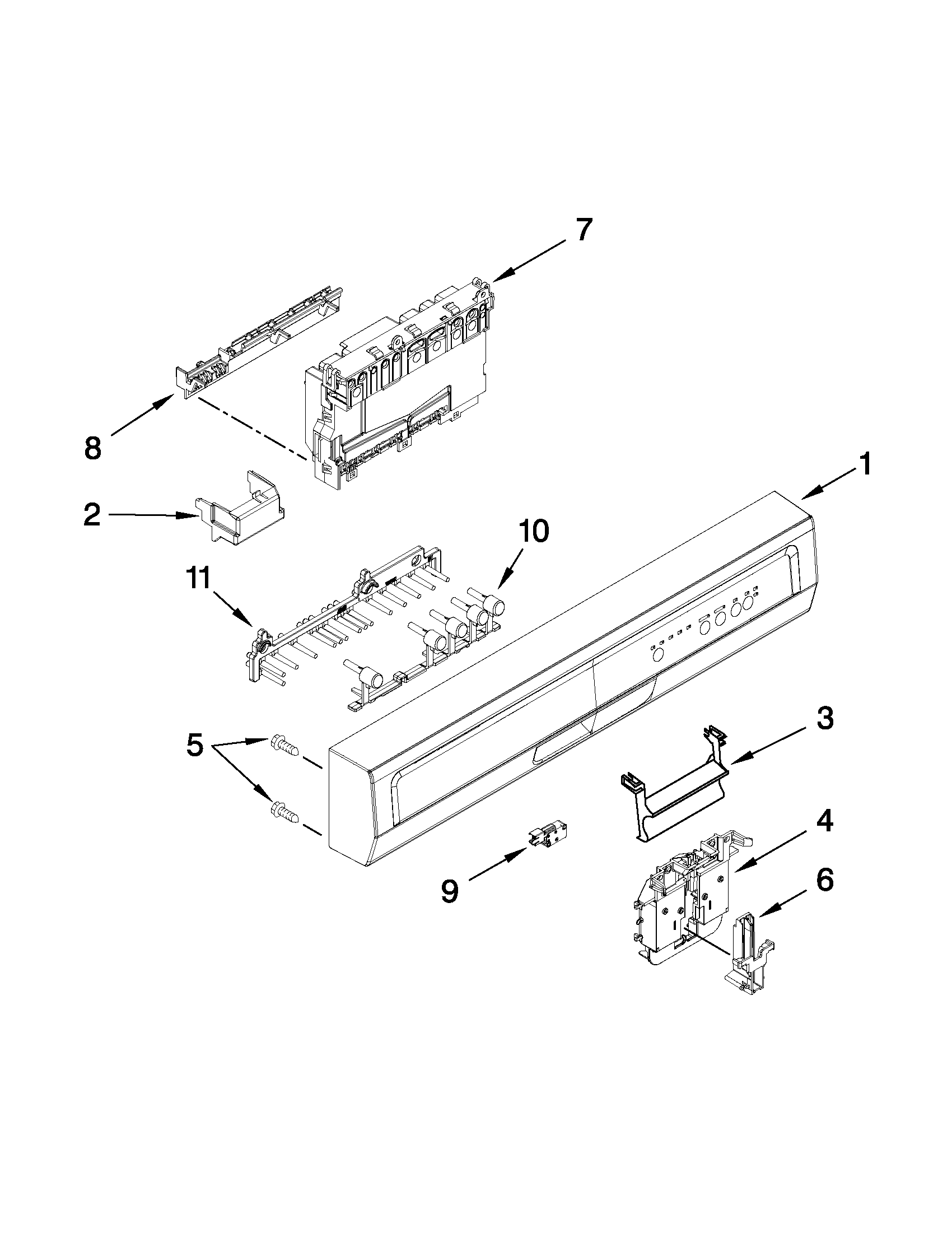 Amana ADB1400PYB3 control panel and latch parts diagram