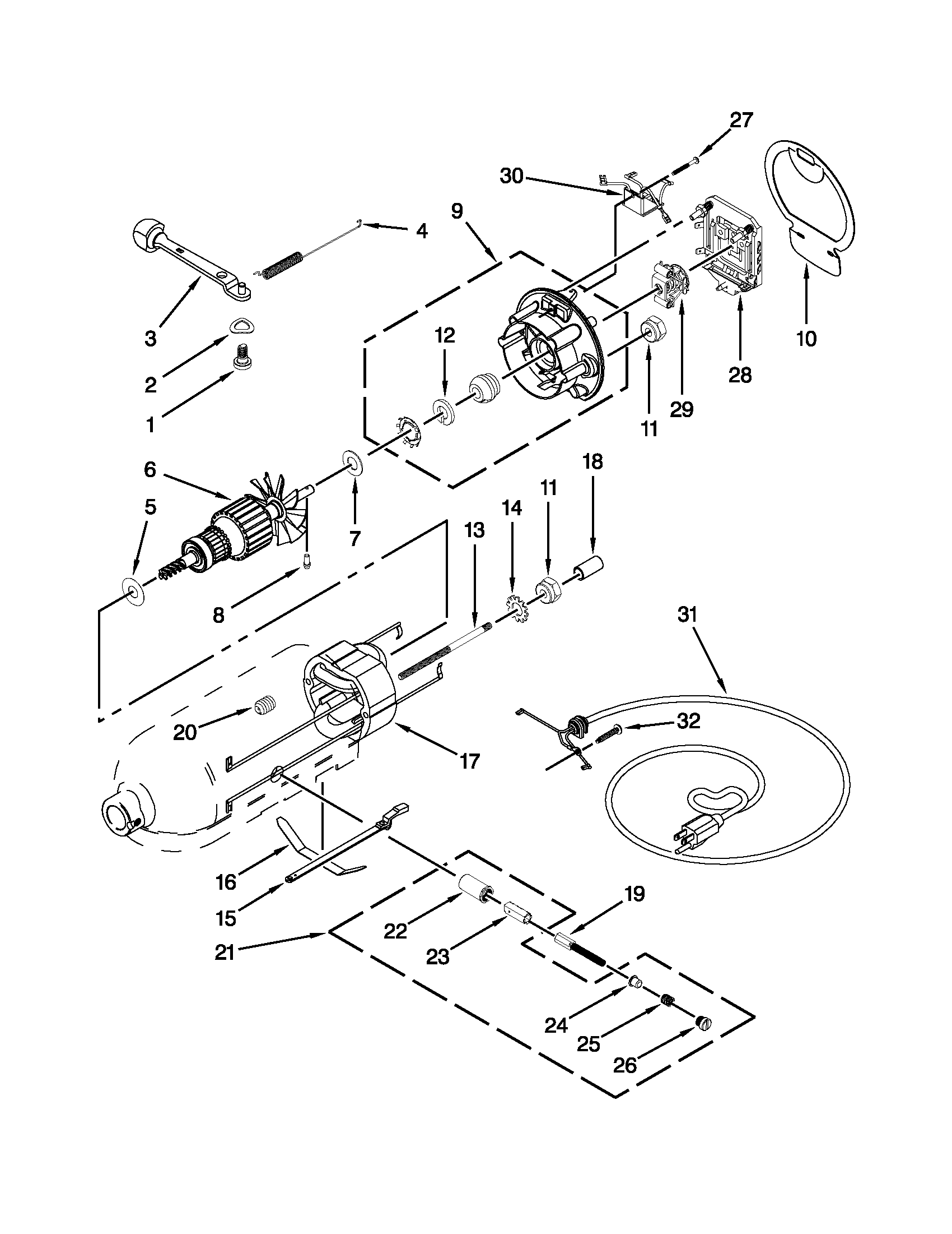 KitchenAid KSM150AGBFP0 motor and control unit parts diagram
