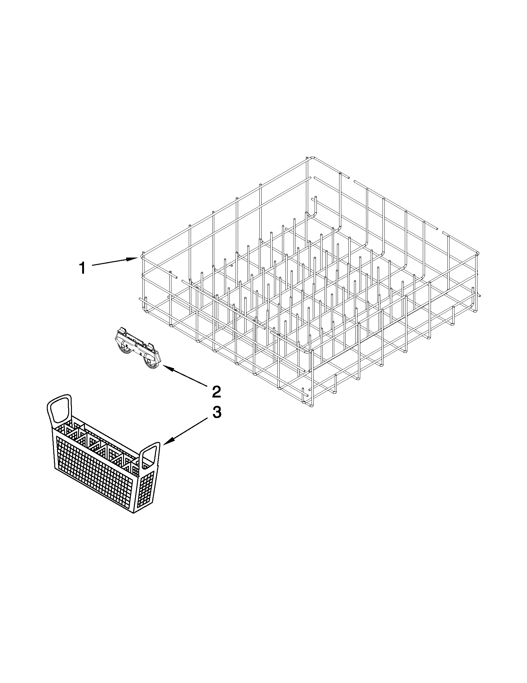 Whirlpool WDP350PAAB3 lower rack parts diagram