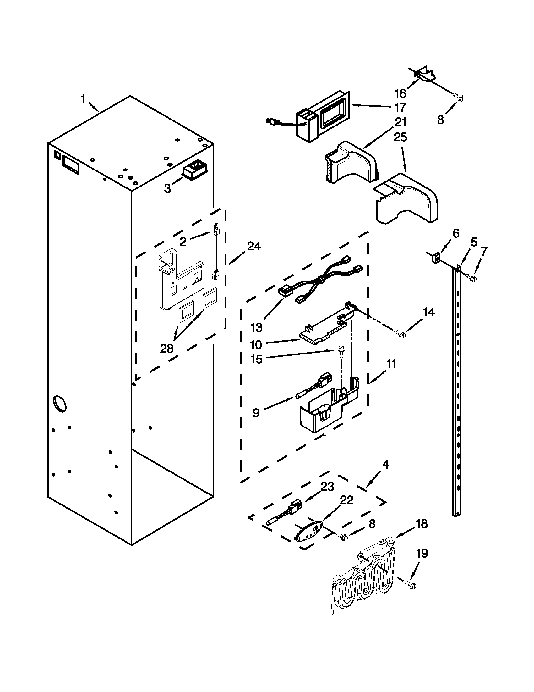 Jenn-Air JS48SEDUDW14 refrigerator liner parts diagram