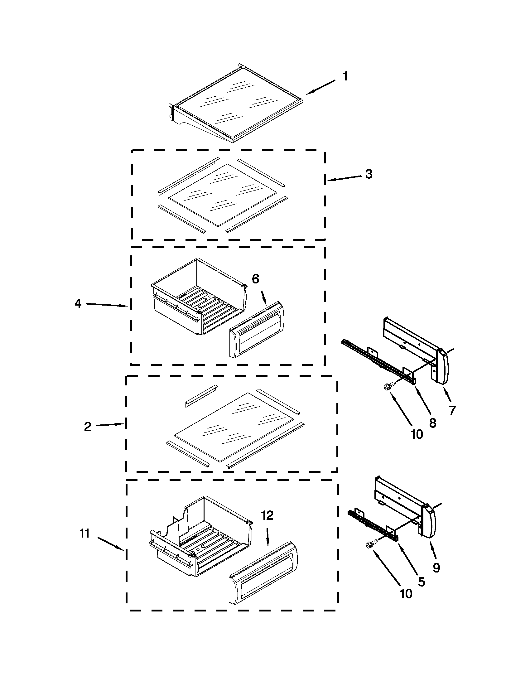 Jenn-Air JS48SEDUDW14 refrigerator shelf parts diagram