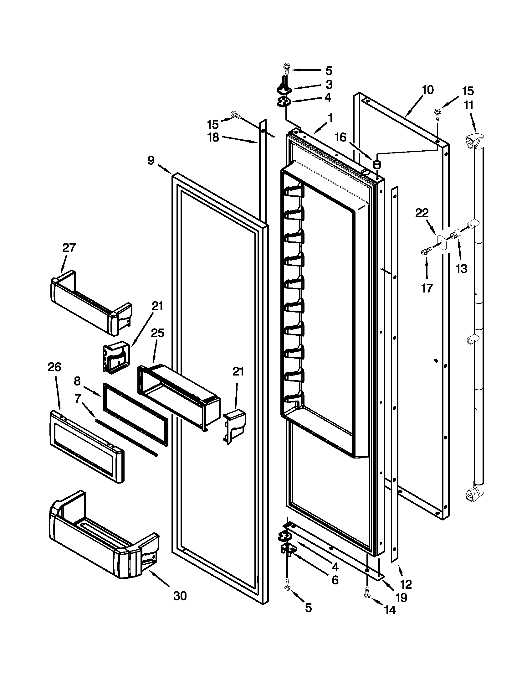 Jenn-Air JS48SEDUDW14 refrigerator door parts diagram