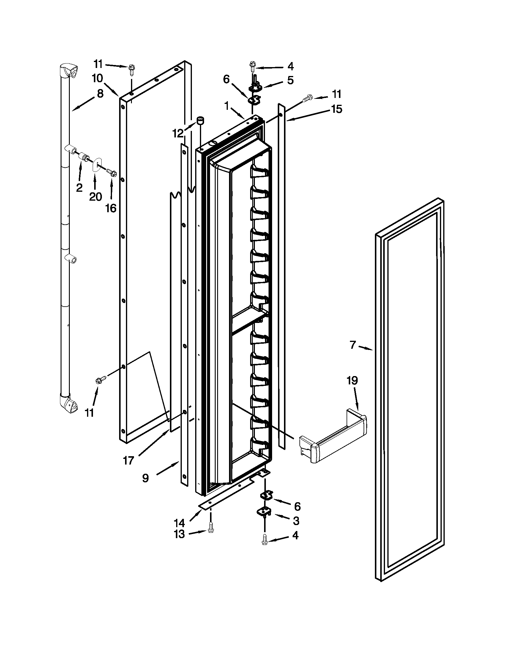 Jenn-Air JS48SEDUDW14 freezer door parts diagram