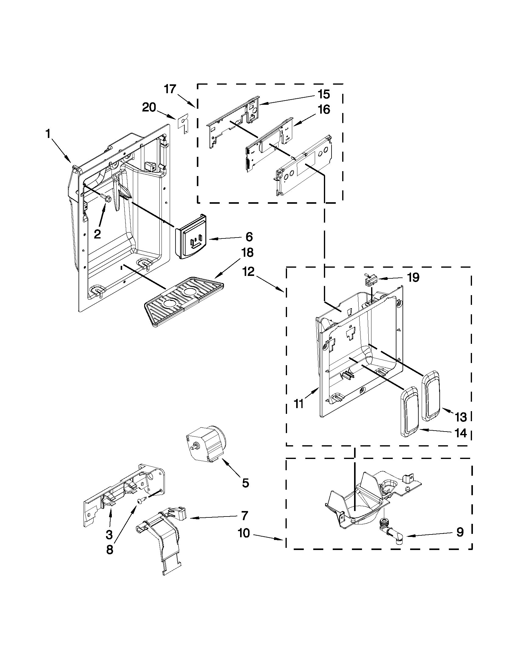 Jenn-Air JS48SEDUDW14 dispenser parts diagram
