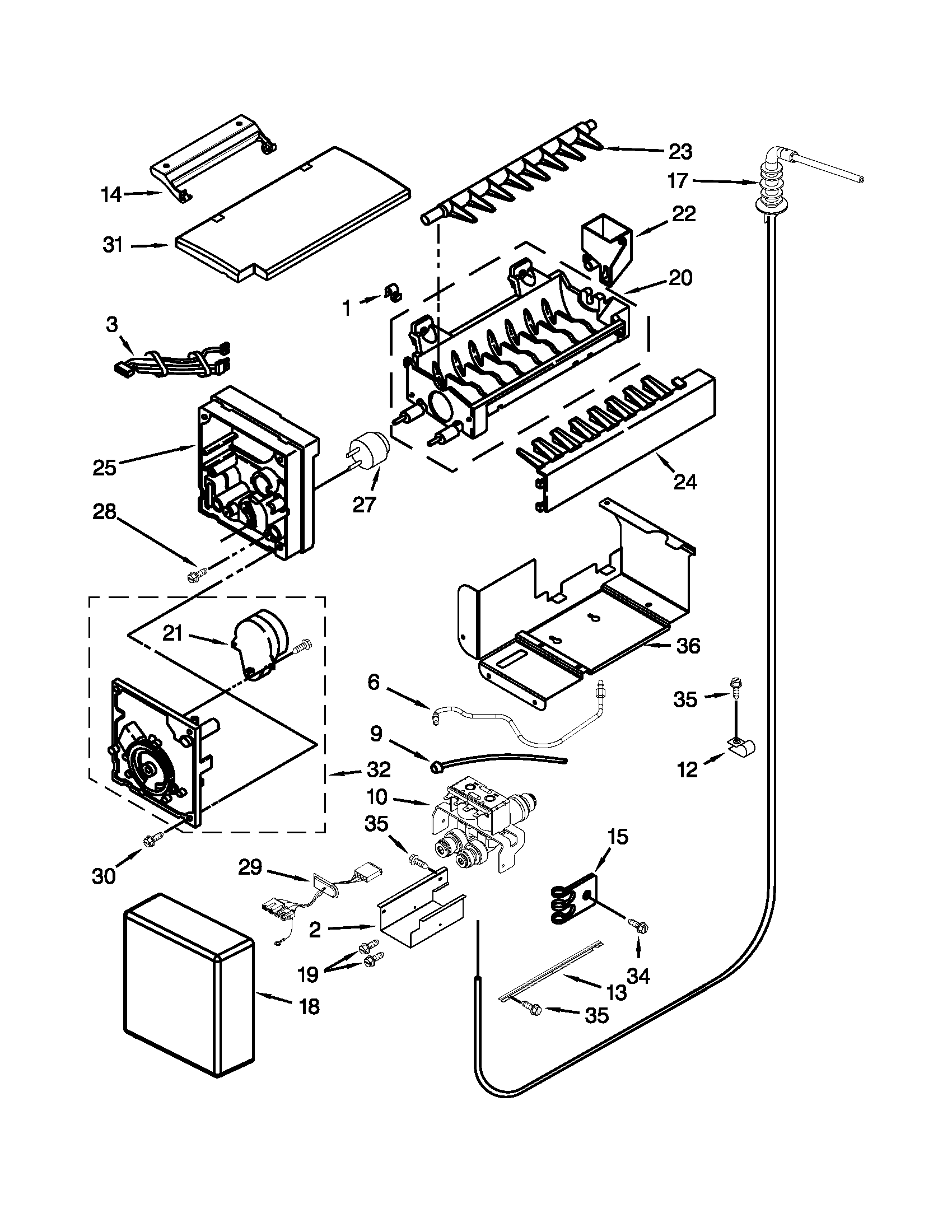 Jenn-Air JS48SEDUDW14 icemaker parts diagram