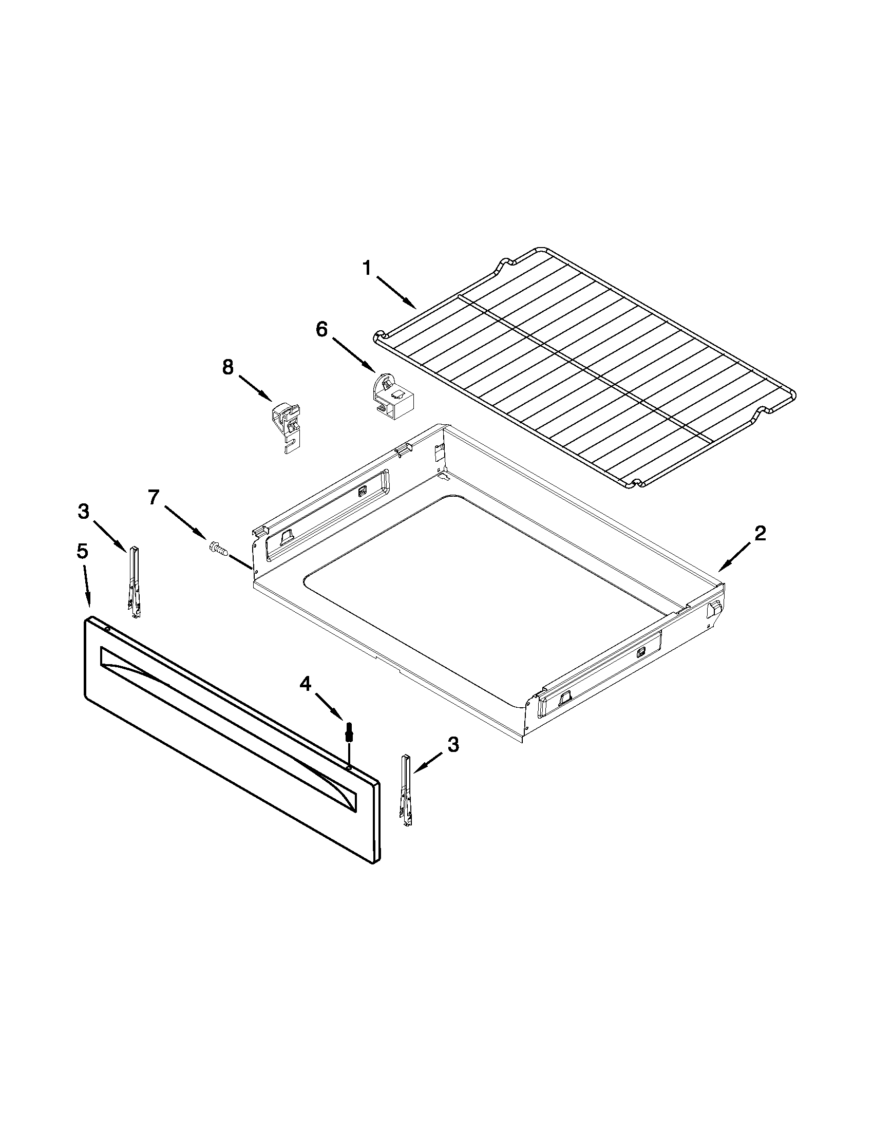 Amana ACR4530BAB0 drawer and broiler parts diagram