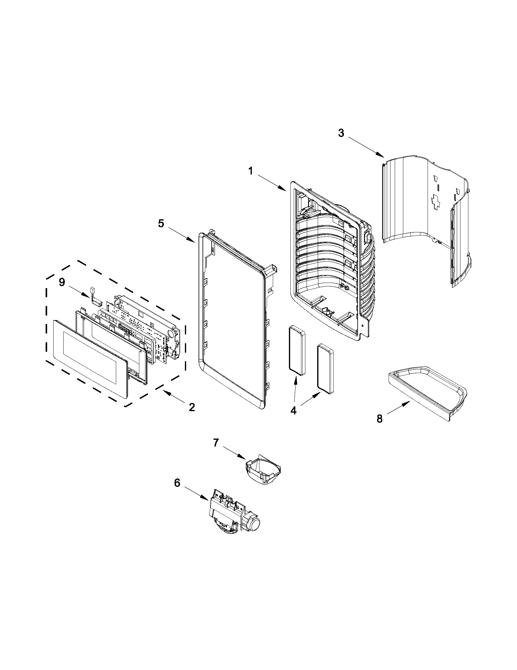 Maytag MFT2976AEB02 dispenser front parts diagram
