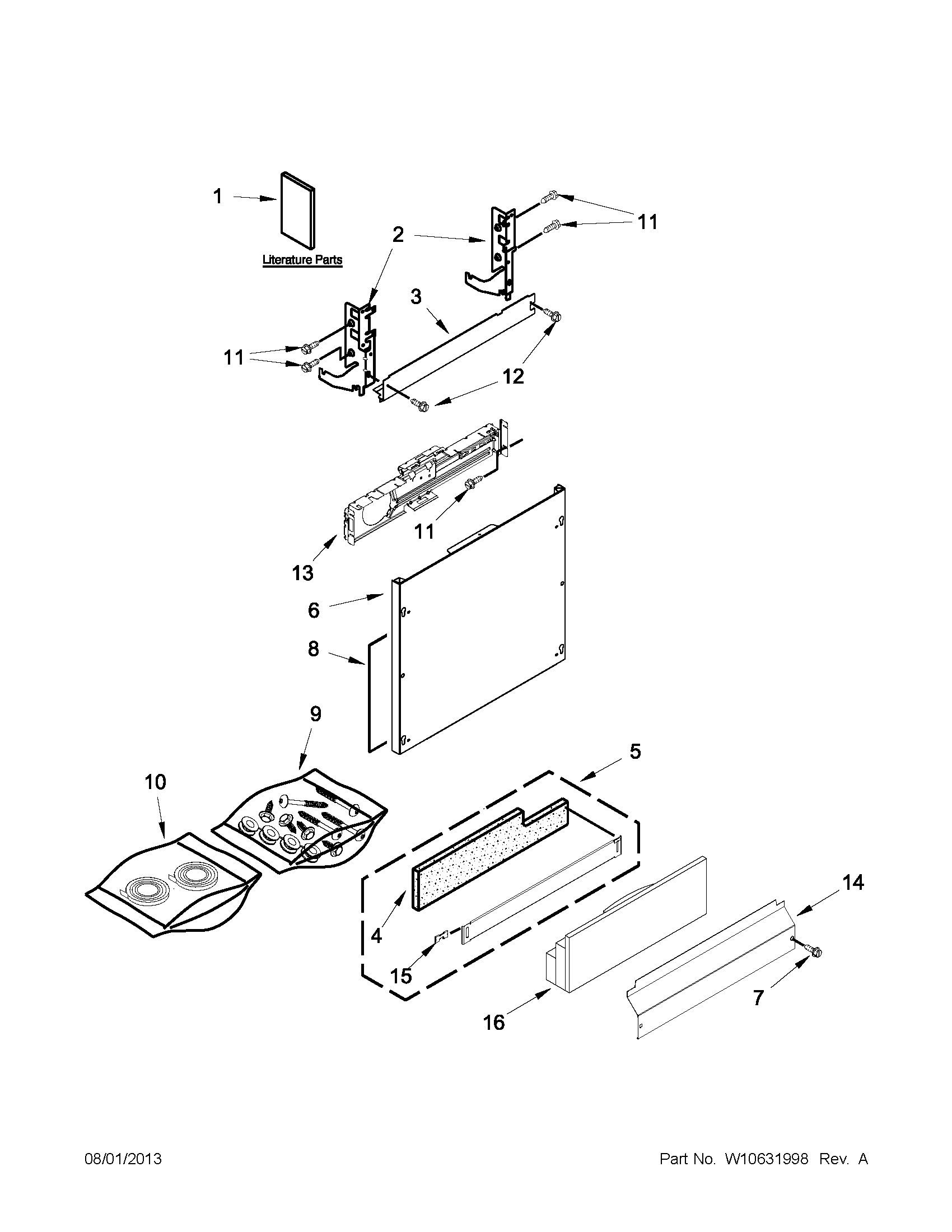 Jenn-Air JDB8500AWX2 door panel parts diagram
