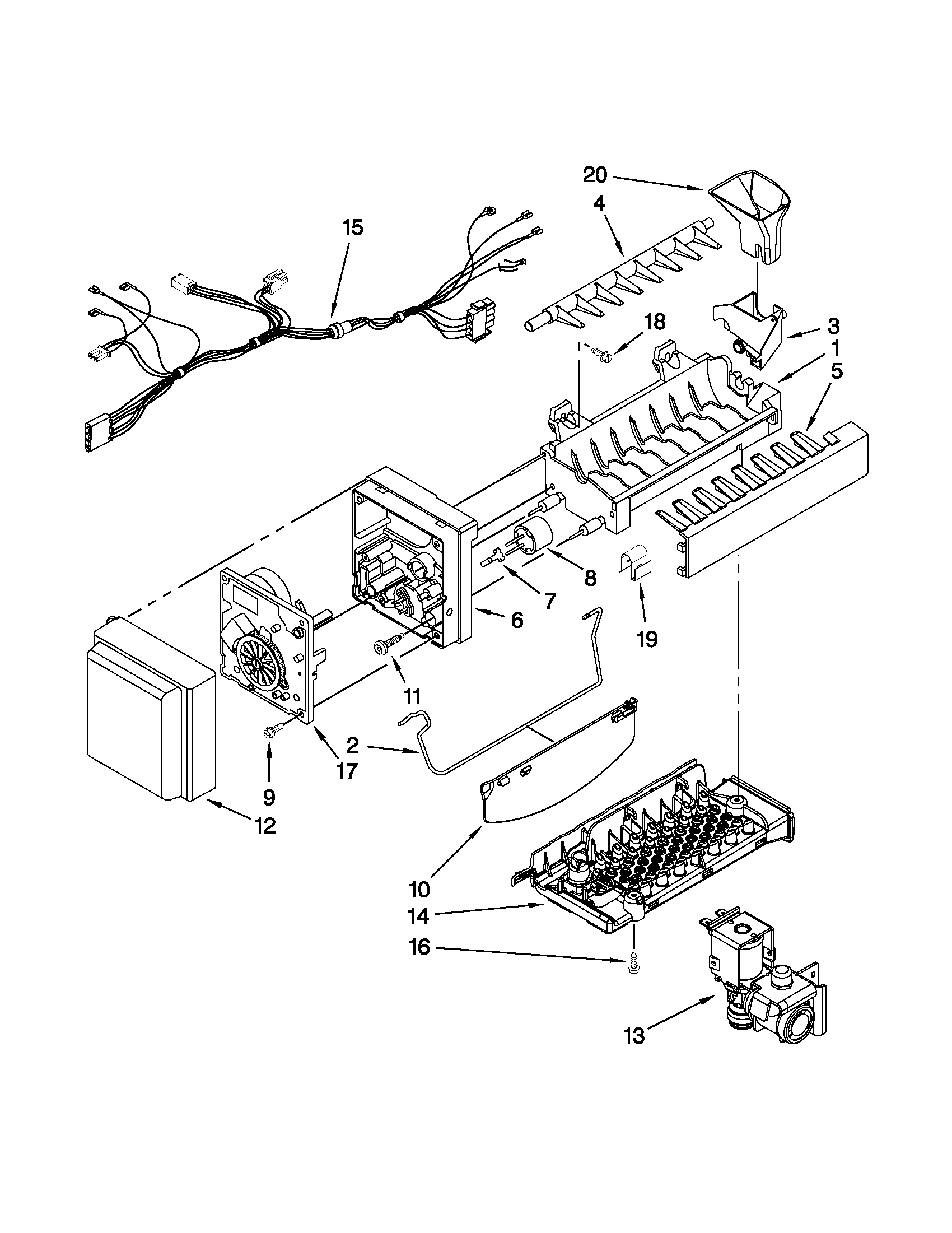 Whirlpool GI6SDRXXQ00 icemaker parts diagram