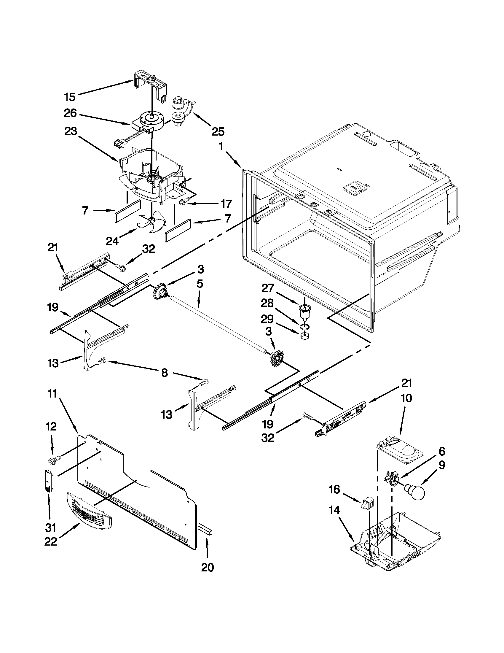 Whirlpool GI6SDRXXQ00 freezer liner parts diagram
