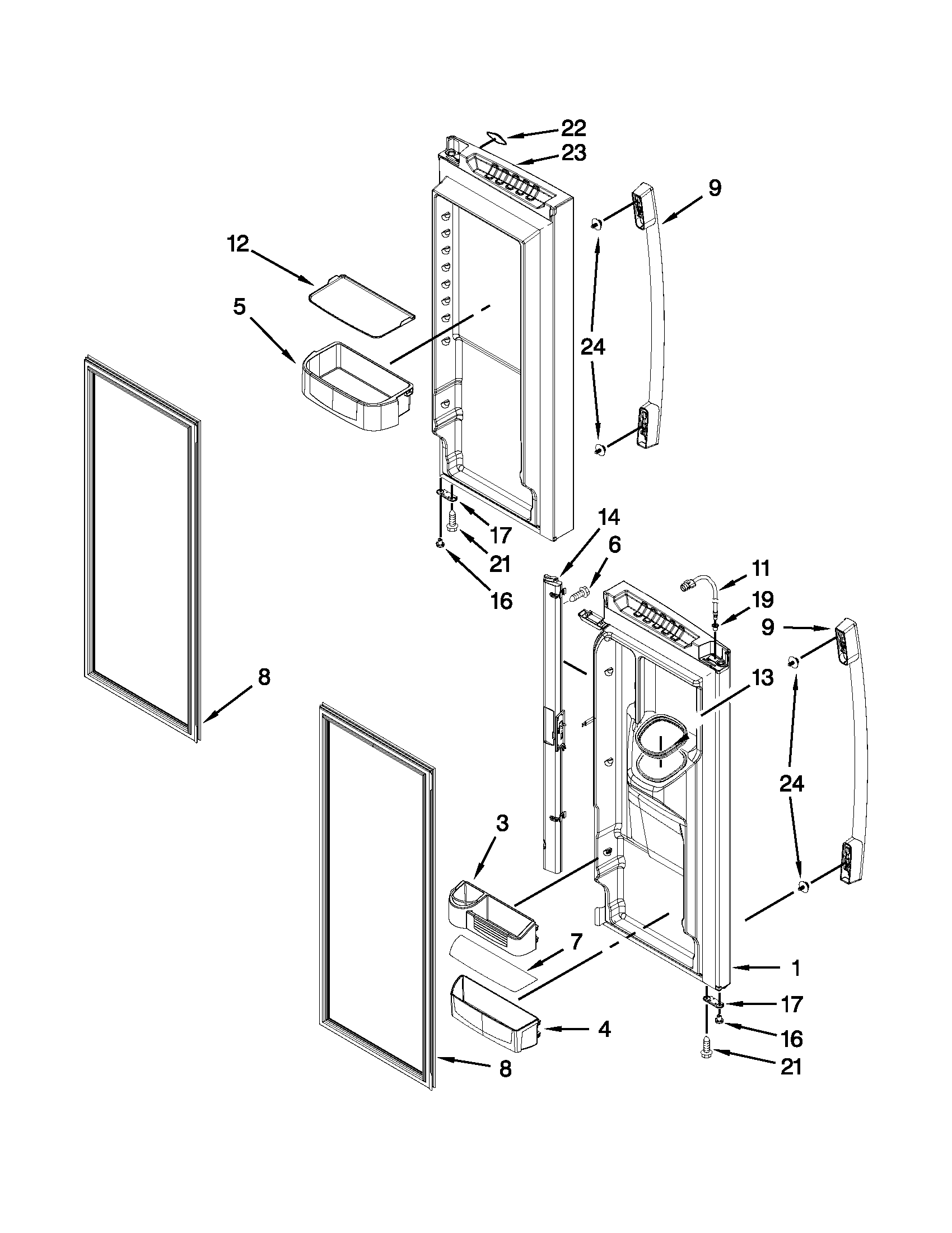 Whirlpool GI6SDRXXQ00 refrigerator door parts diagram