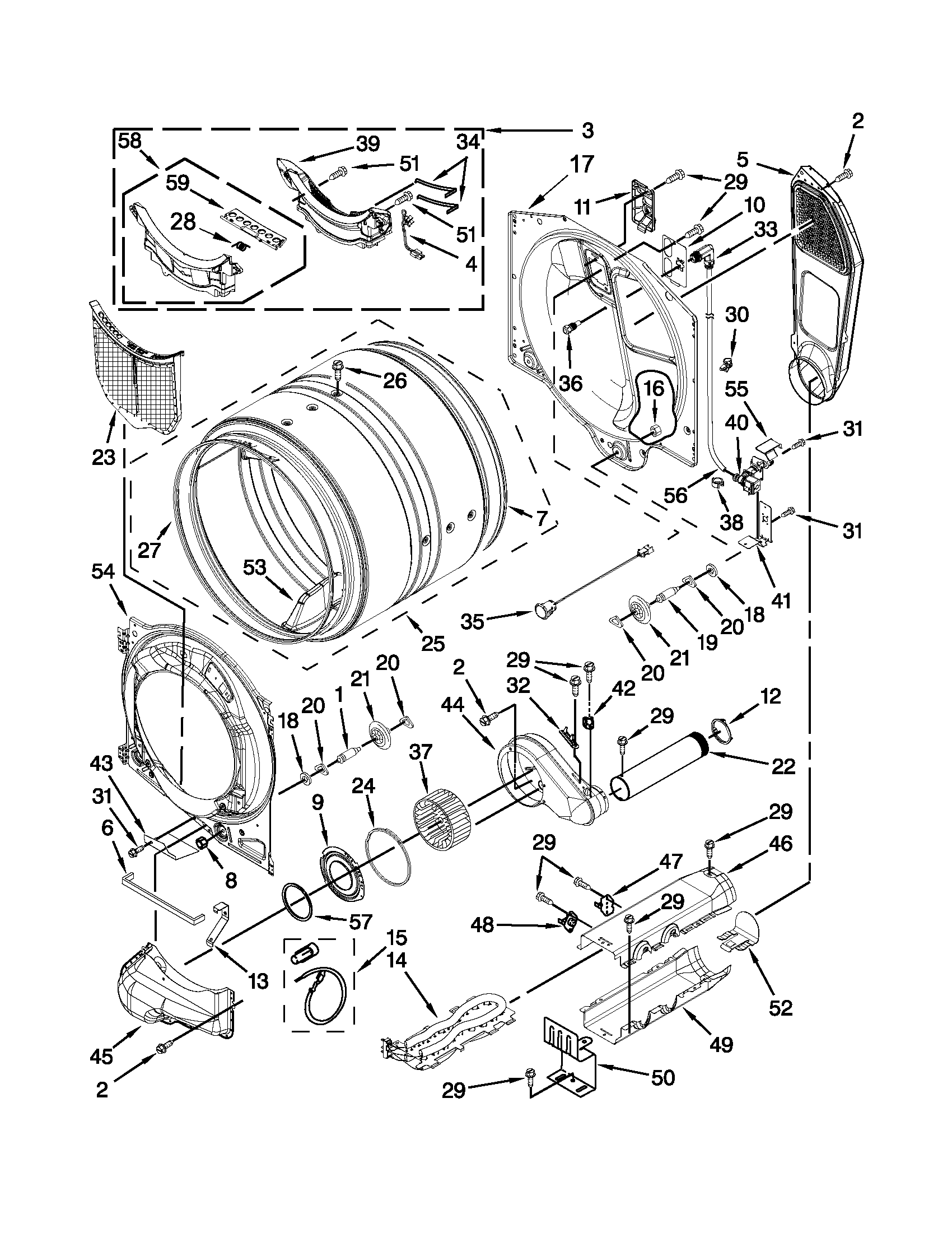 Whirlpool YWED97HEXL1 bulkhead parts diagram