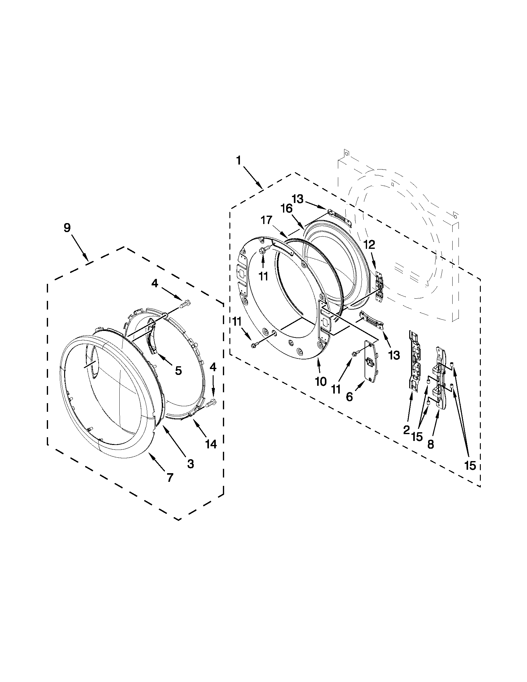 Whirlpool WED97HEXW4 door parts diagram
