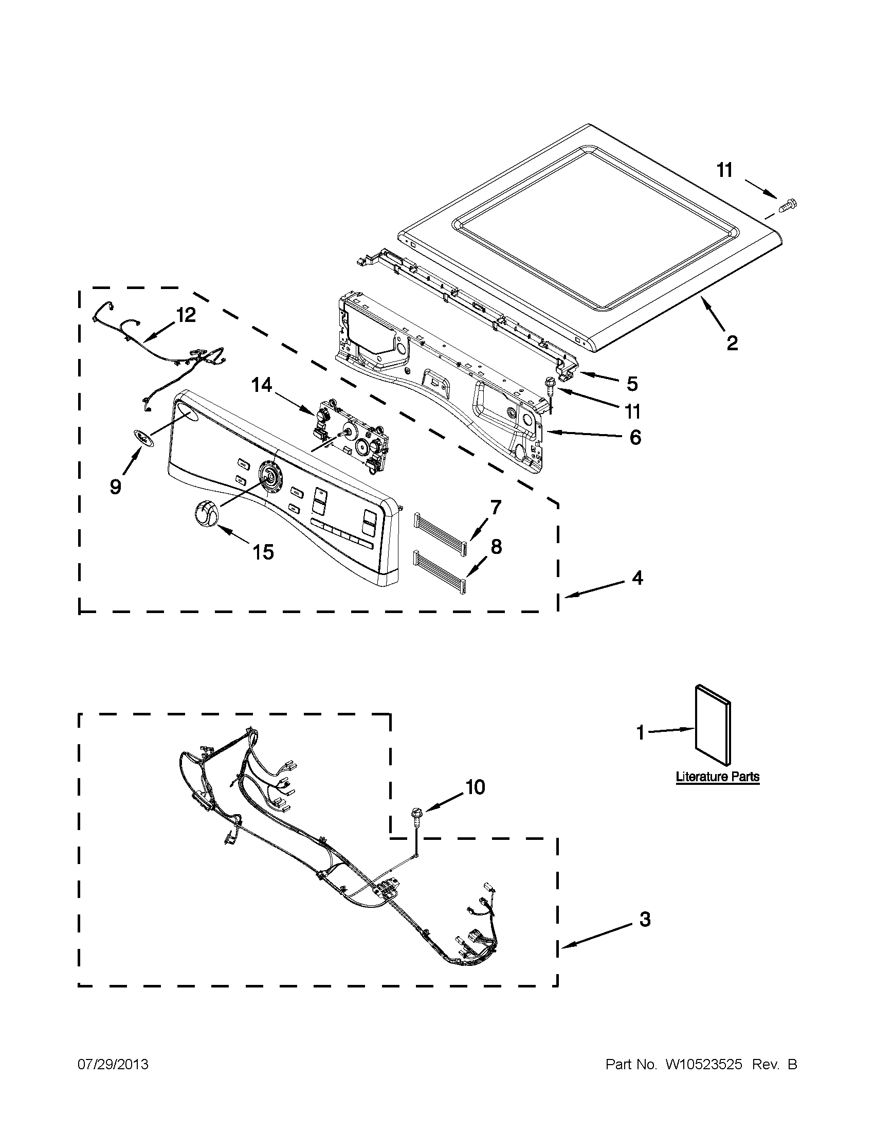 Whirlpool WGD97HEXL4 top and console parts diagram