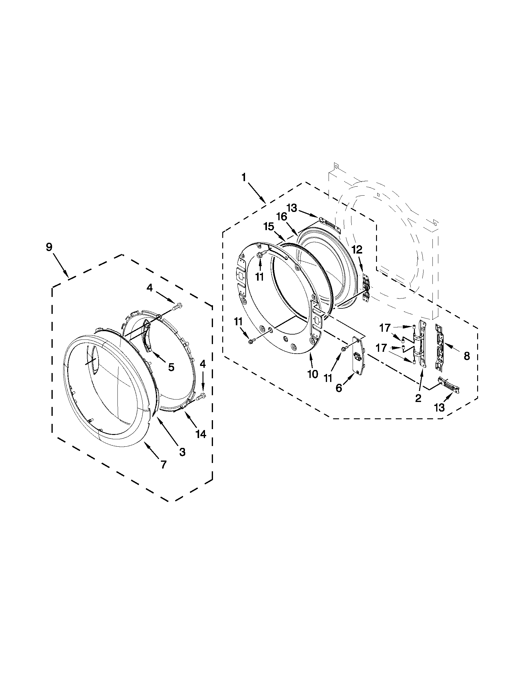 Whirlpool WGD97HEXL4 door parts diagram