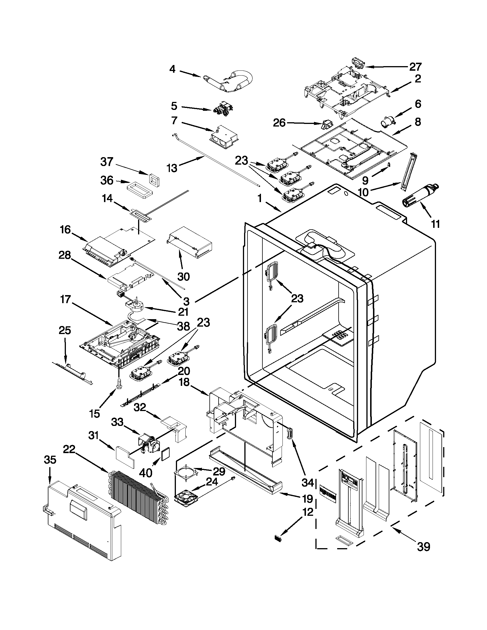 Whirlpool WRF990SLAM02 refrigerator liner parts diagram