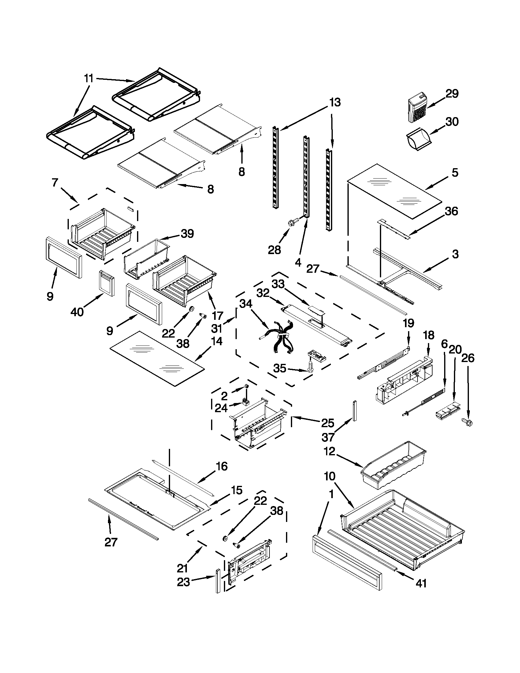 Whirlpool WRF990SLAM02 shelf parts diagram
