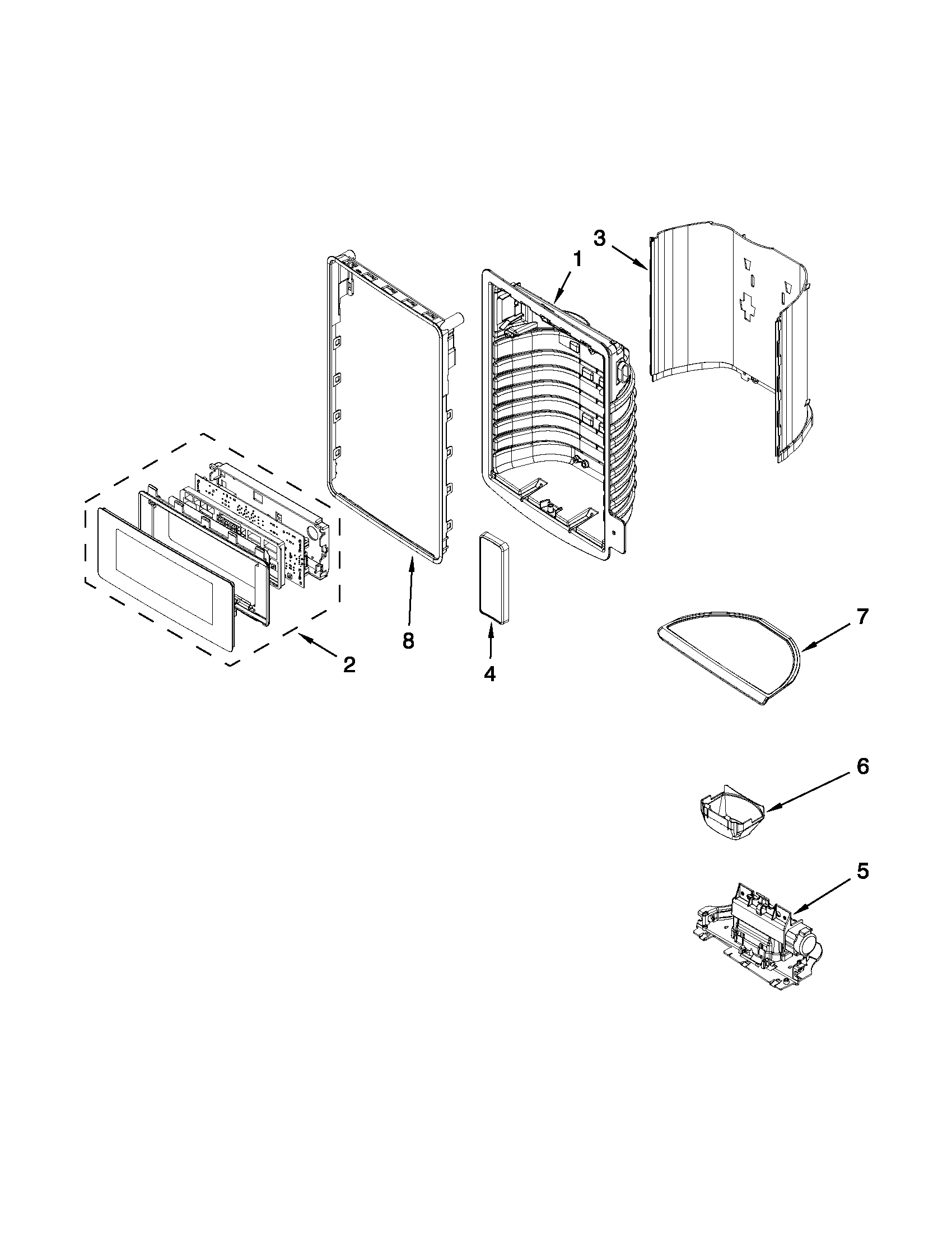 Whirlpool WRF990SLAM02 dispenser front parts diagram