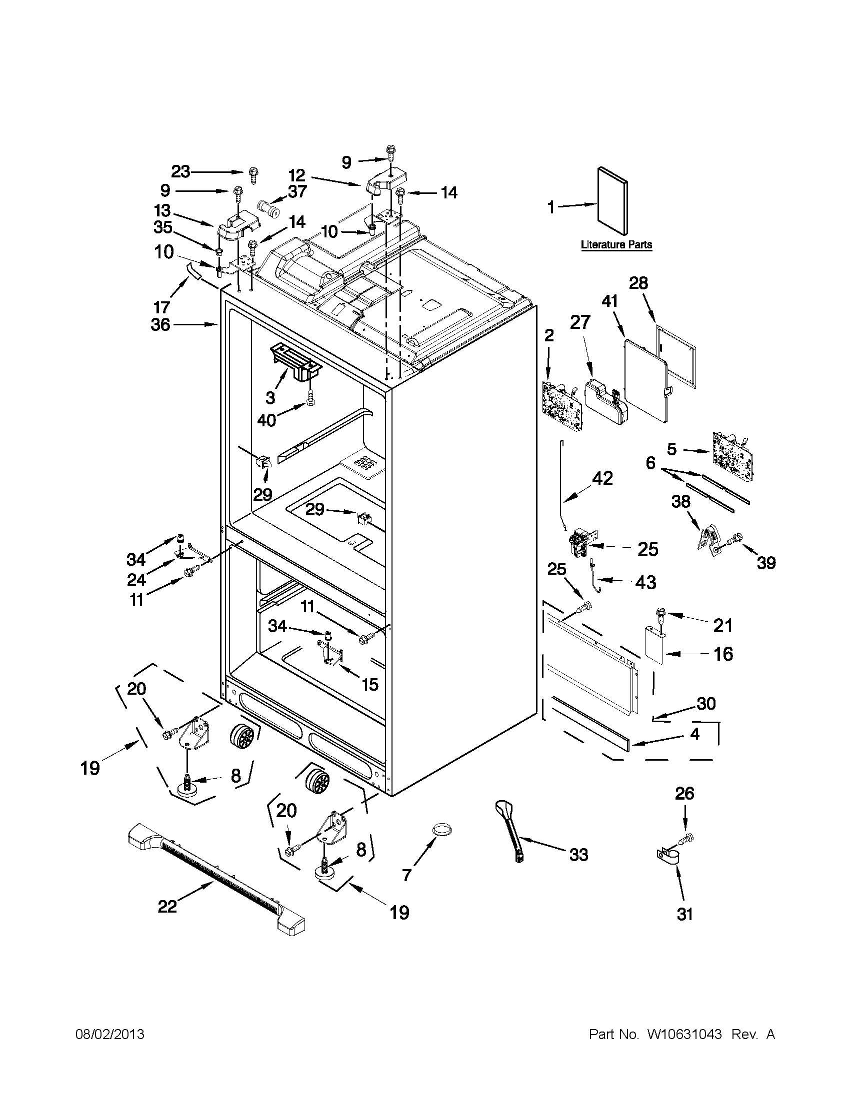 KitchenAid KFIS29BBMS02 cabinet parts diagram