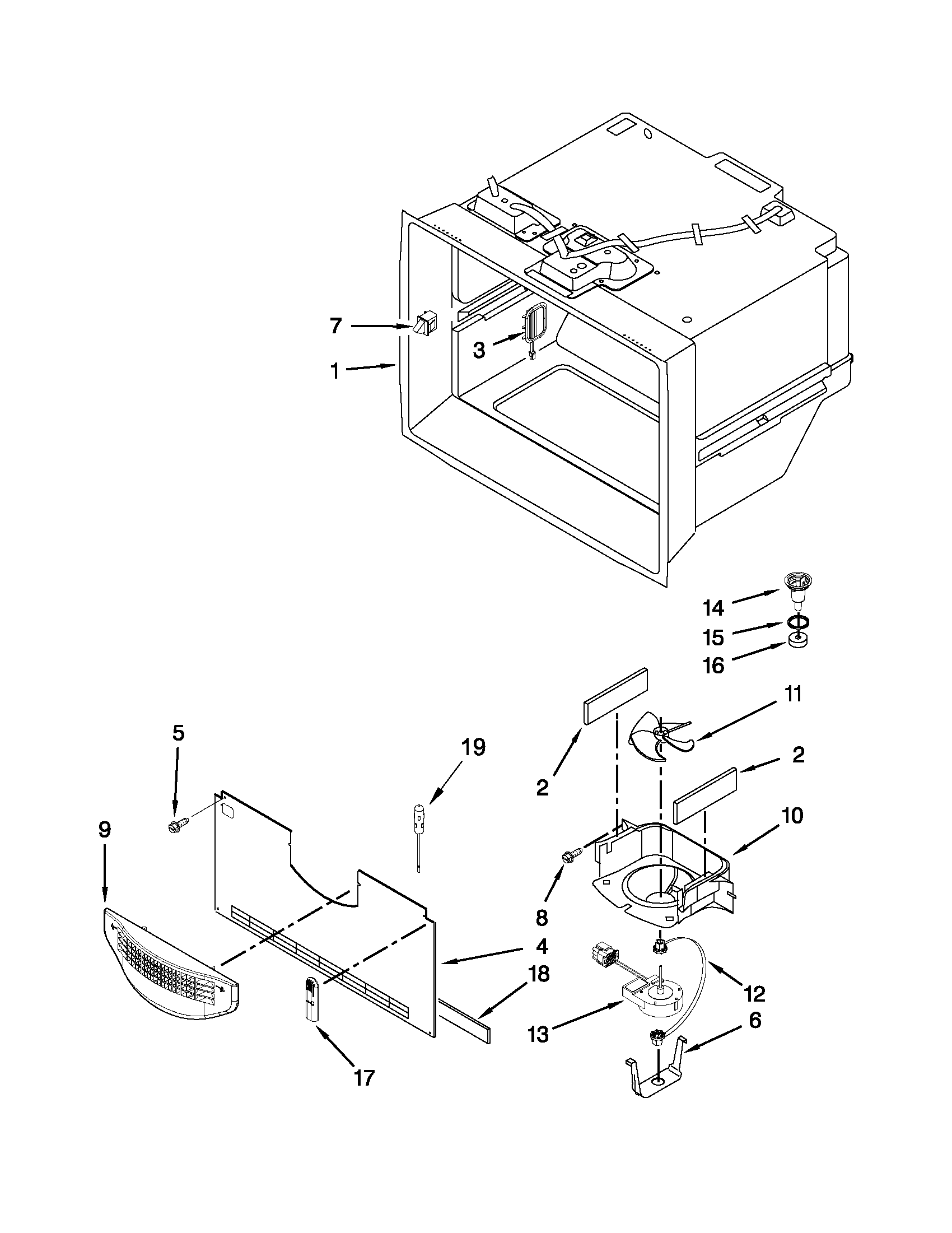 KitchenAid KFIS29BBMS02 freezer liner parts diagram