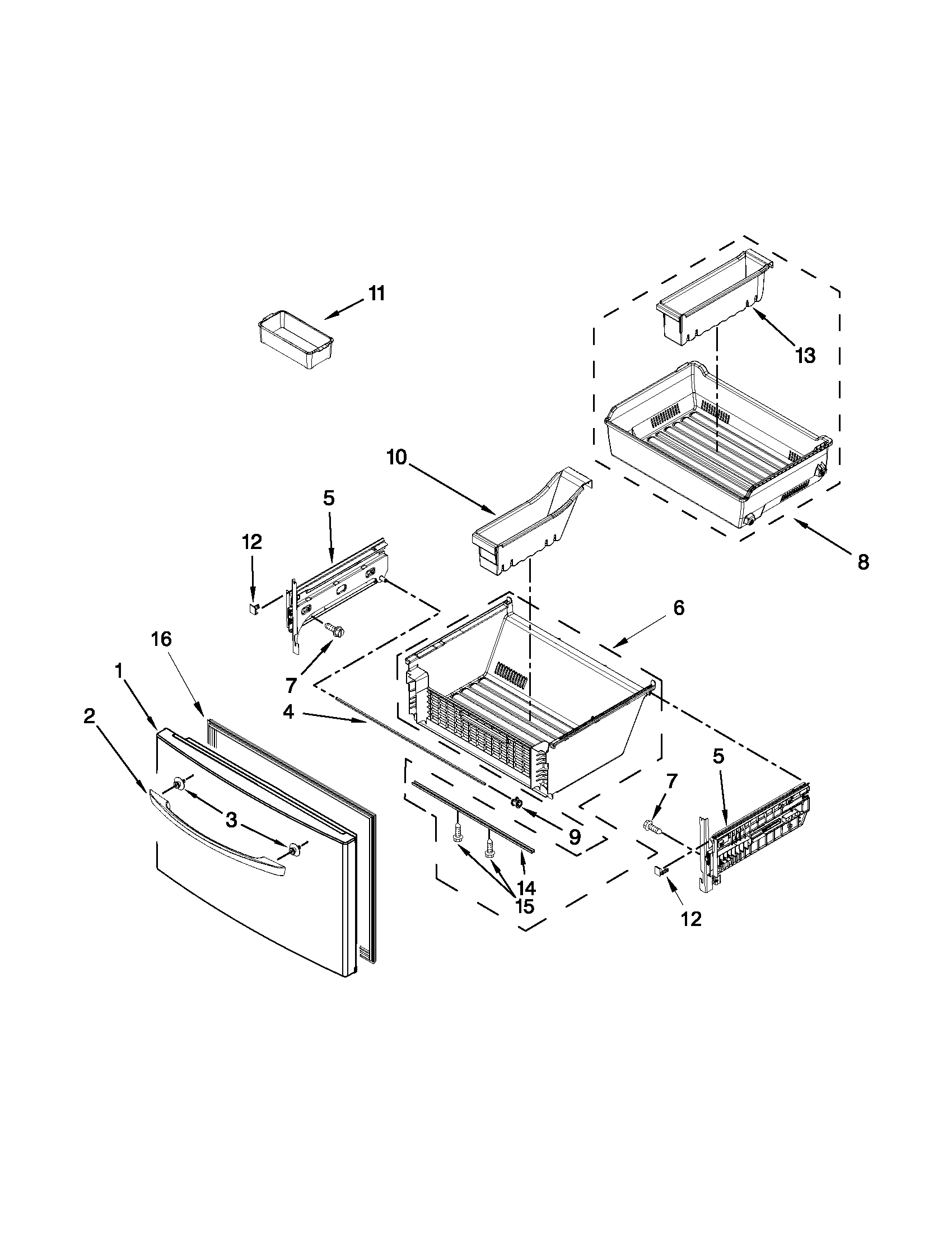 KitchenAid KFIS29BBMS02 freezer door parts diagram