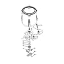 Whirlpool WTW4800BQ0 gearcase, motor and pump parts diagram