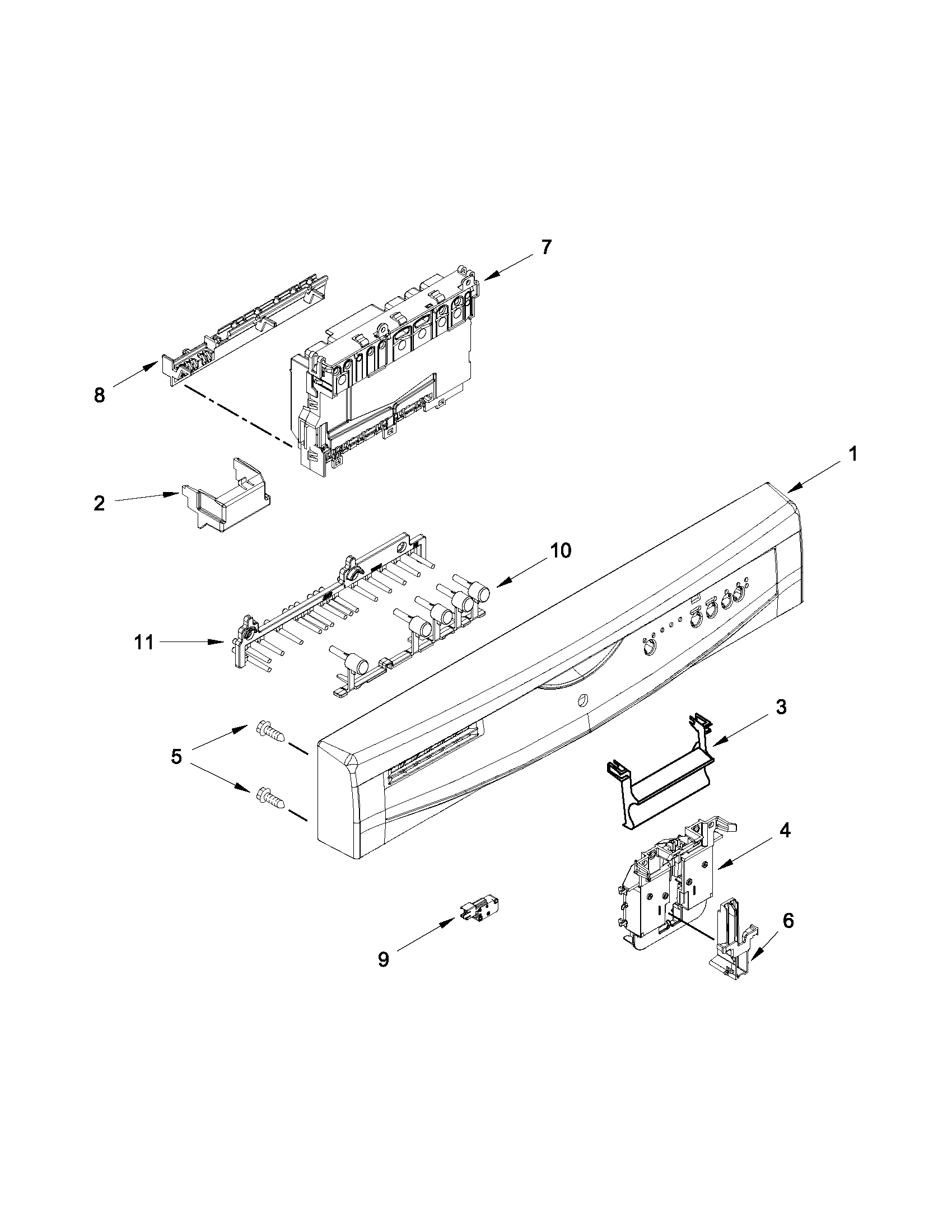 Ikea IUD6100BB2 control panel and latch parts diagram