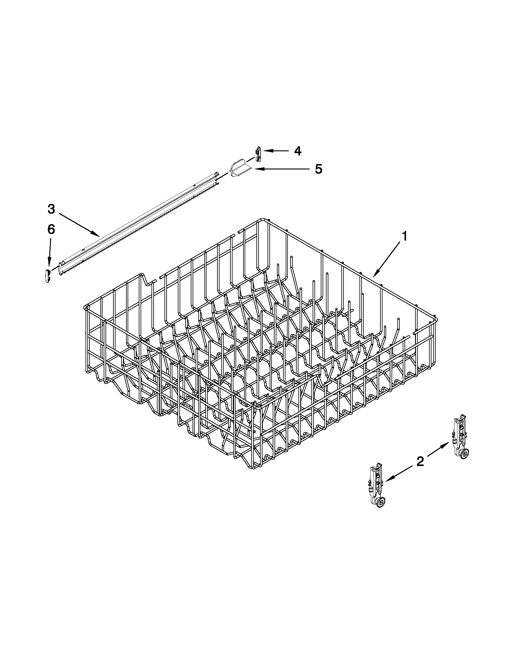 Ikea IUD6100BB2 upper rack and track parts diagram