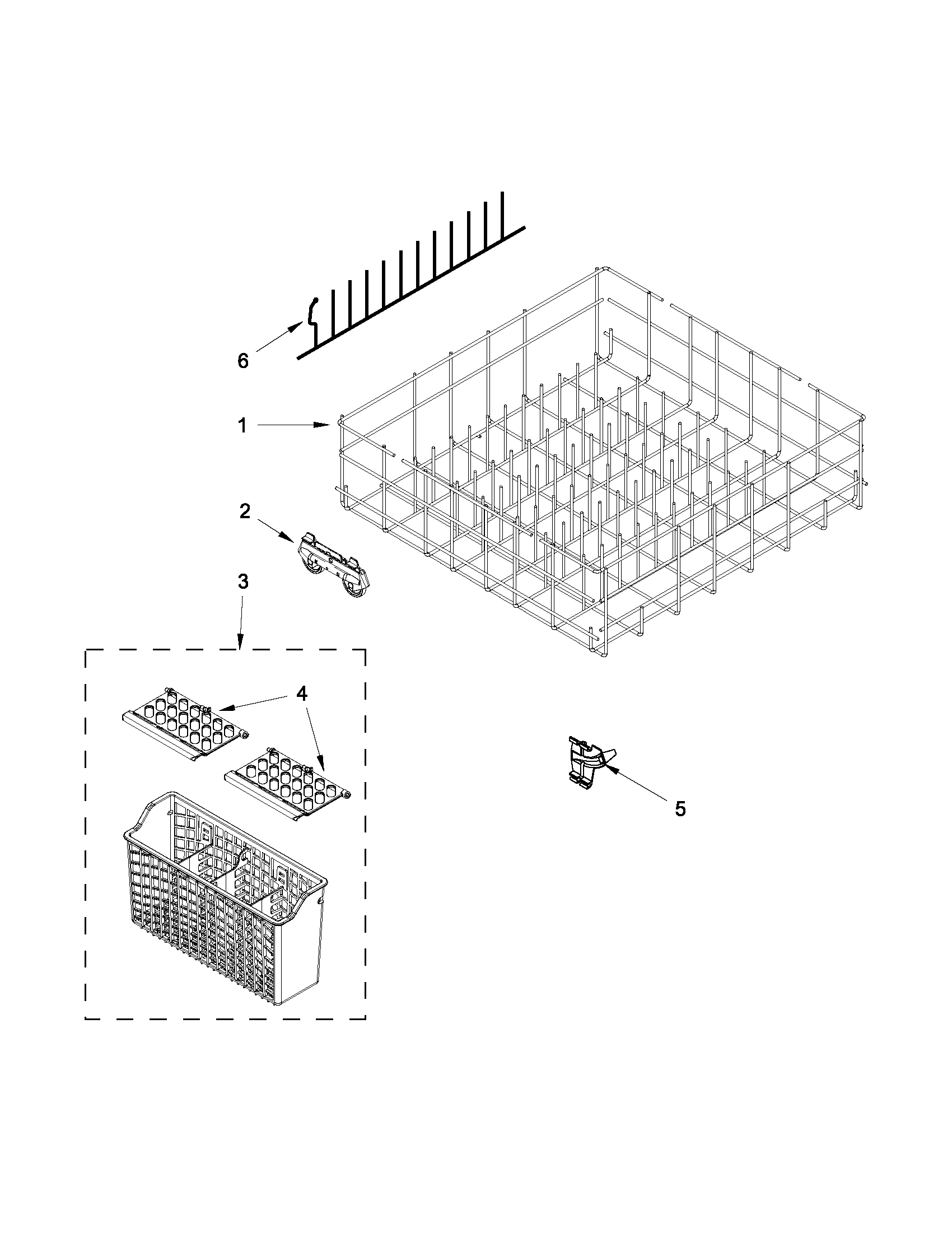 Ikea IUD6100BB2 lower rack parts diagram