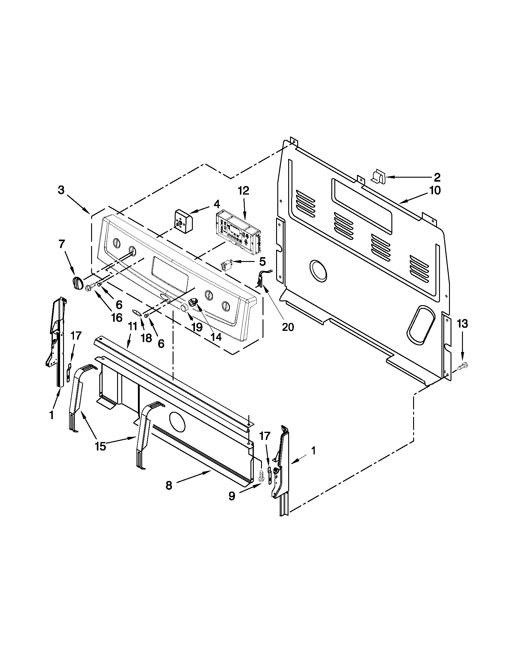 Whirlpool WFE374LVT0 control panel parts diagram