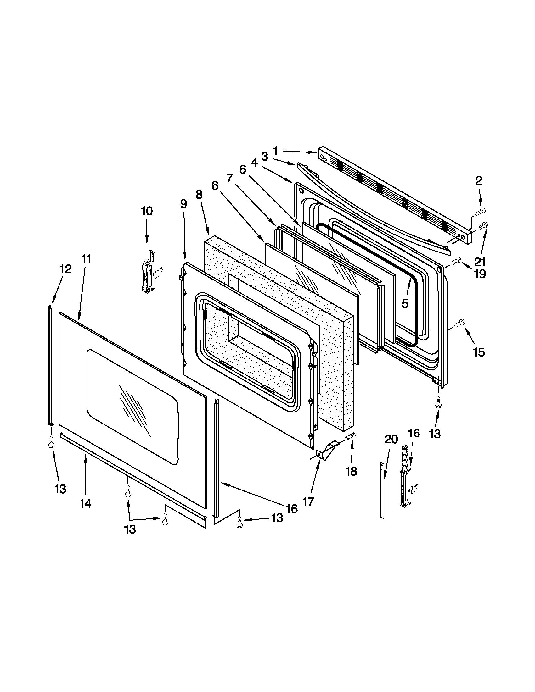 Whirlpool WFE374LVT0 door parts diagram