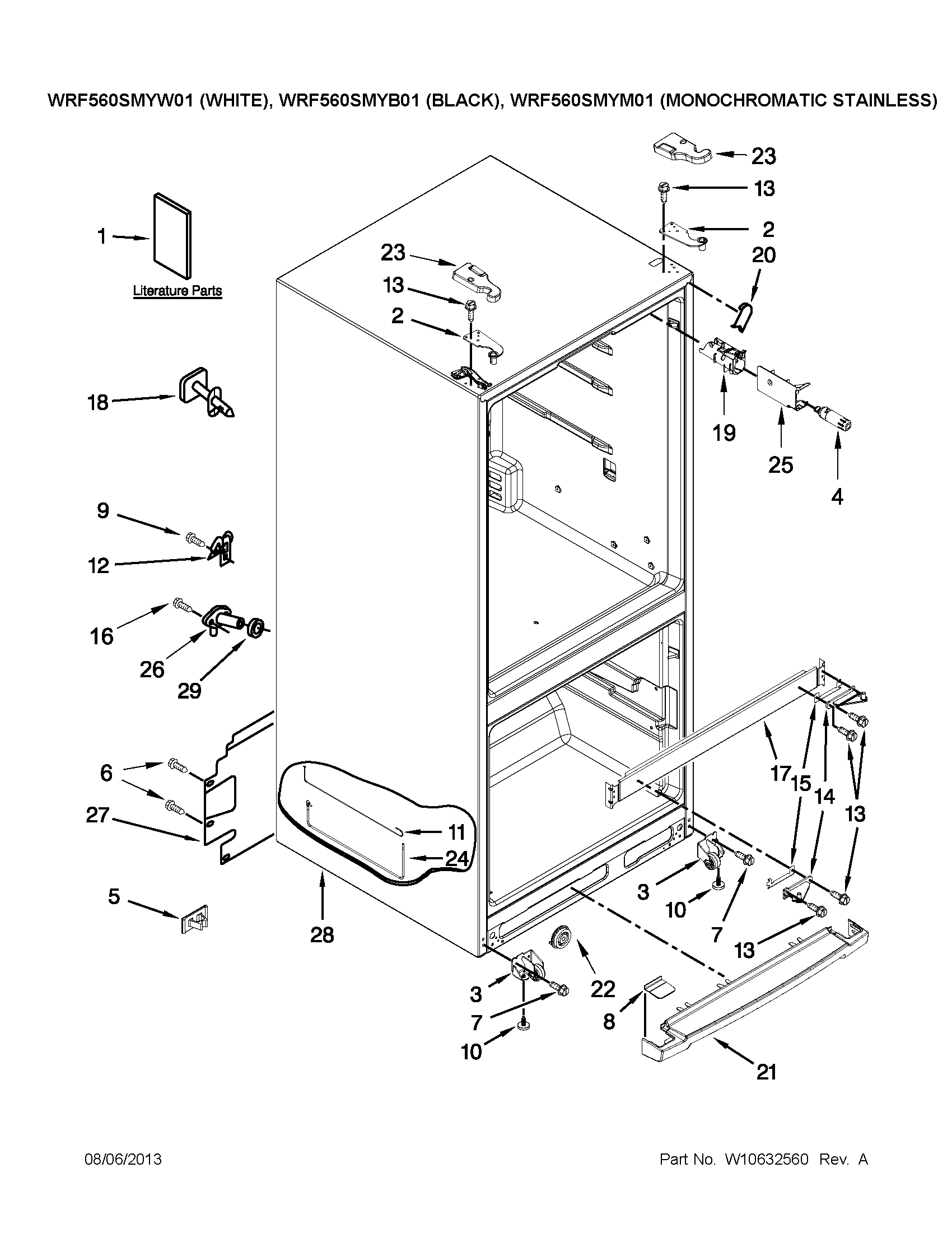 Whirlpool WRF560SMYW01 cabinet parts diagram