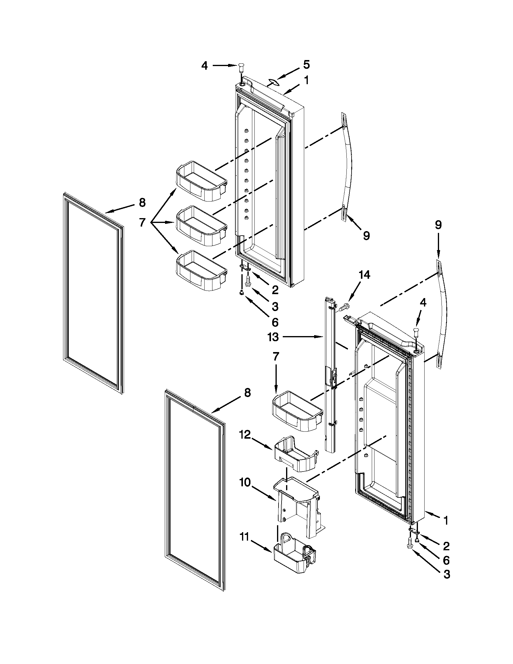 Whirlpool WRF560SMYW01 refrigerator door parts diagram
