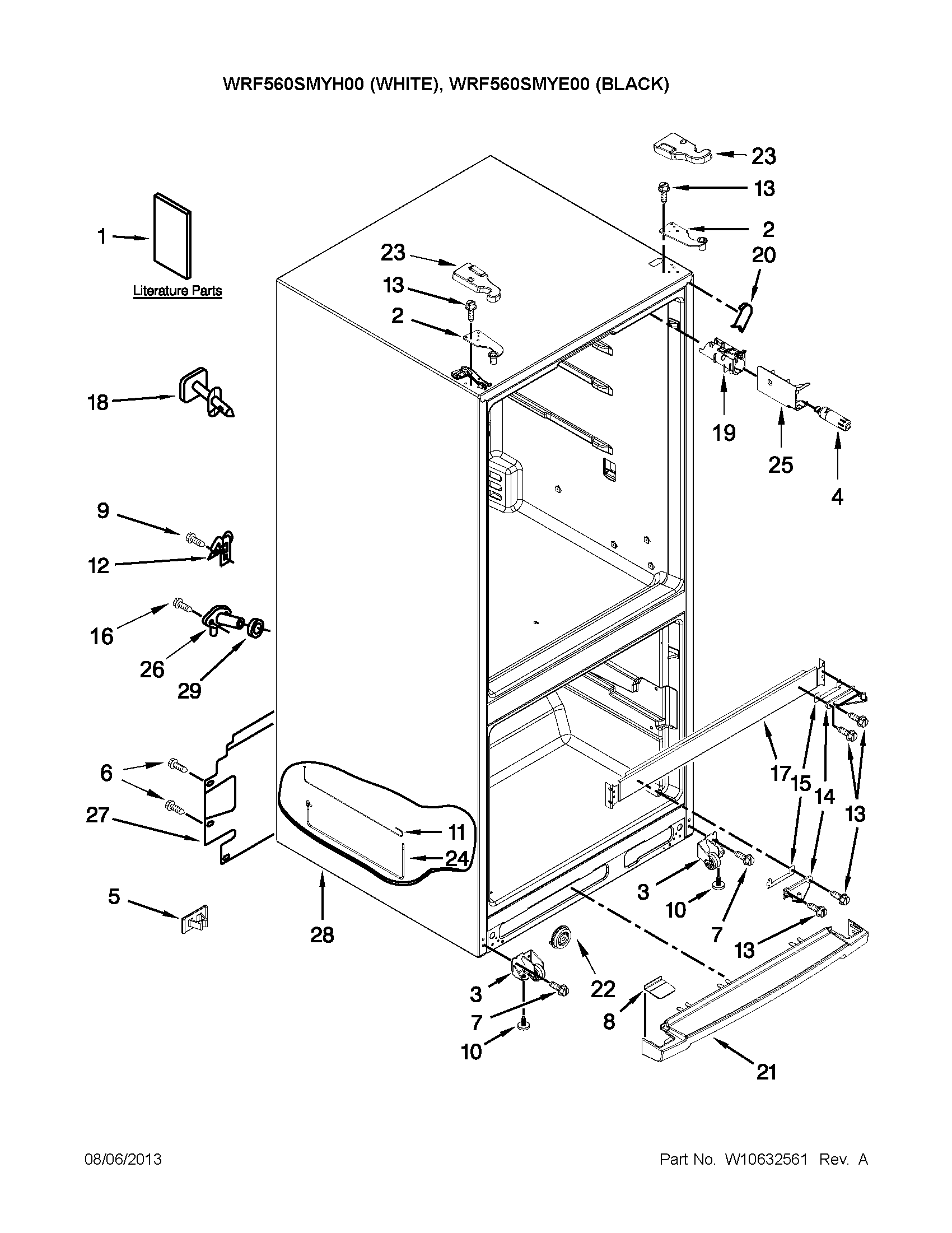 Whirlpool WRF560SMYH00 cabinet parts diagram