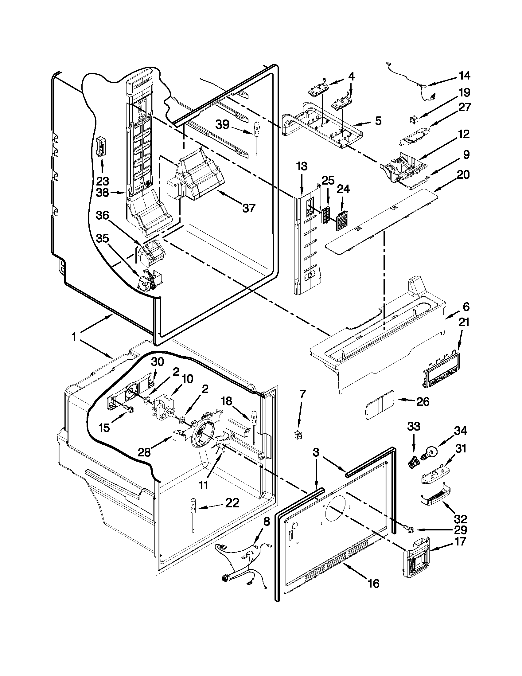Whirlpool WRF560SMYH00 liner parts diagram