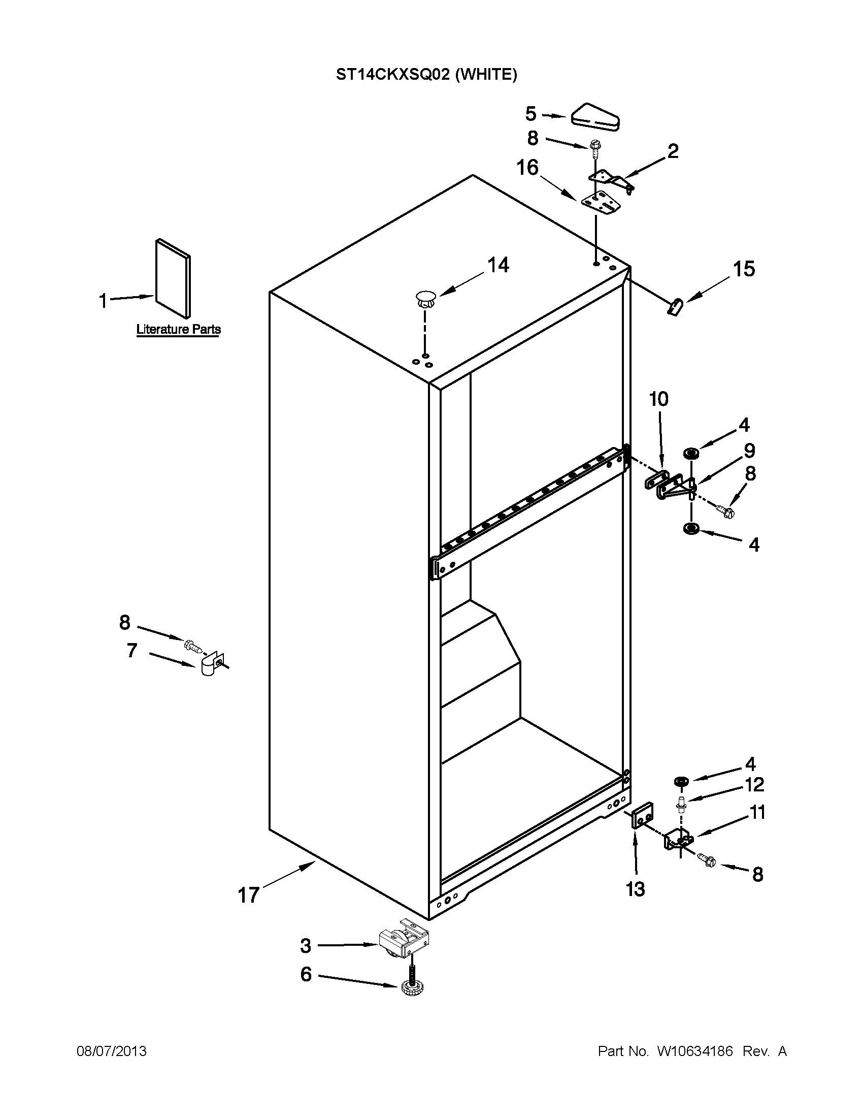 Kirkland ST14CKXSQ02 cabinet parts diagram