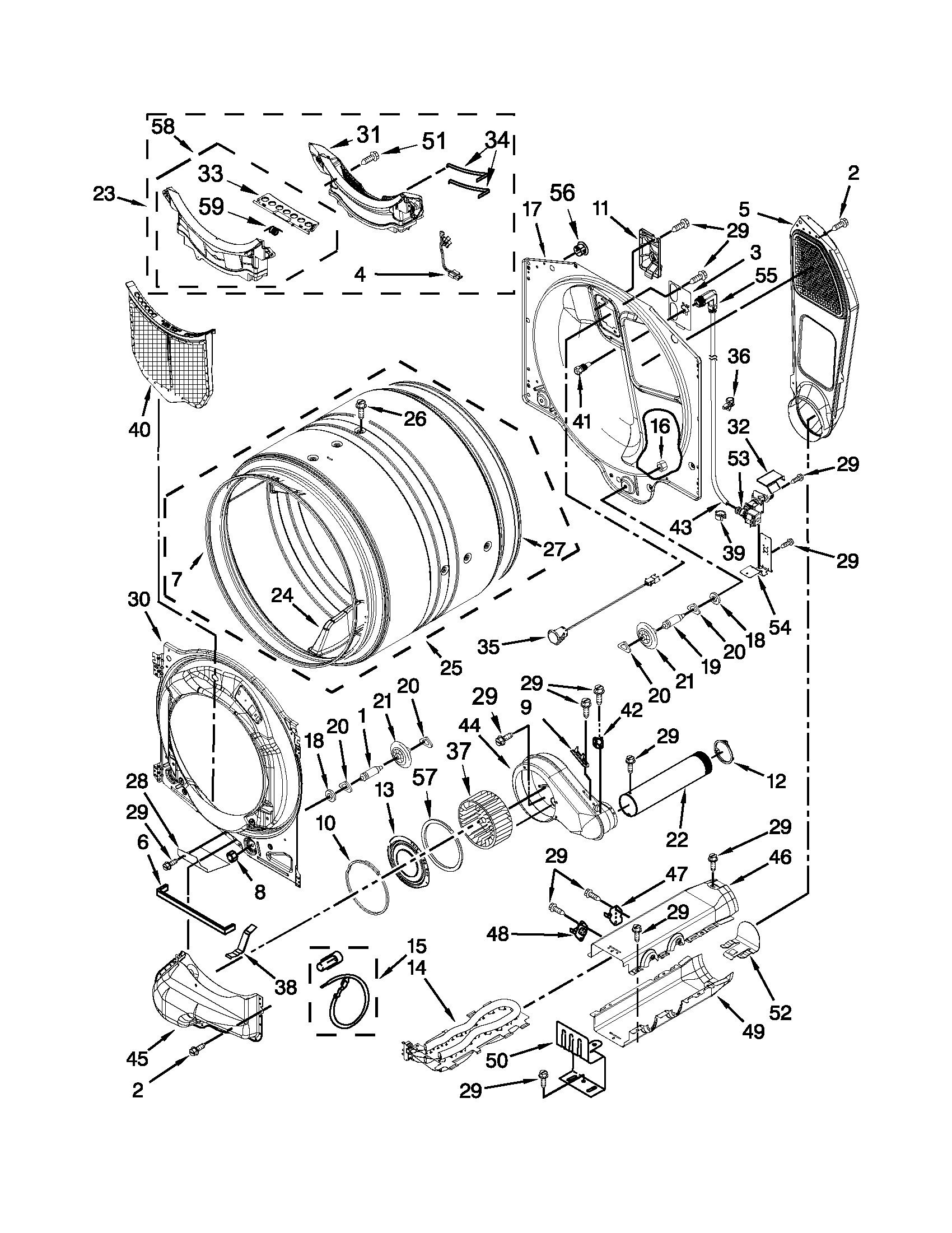 Maytag YMED7000XR1 bulkhead parts diagram