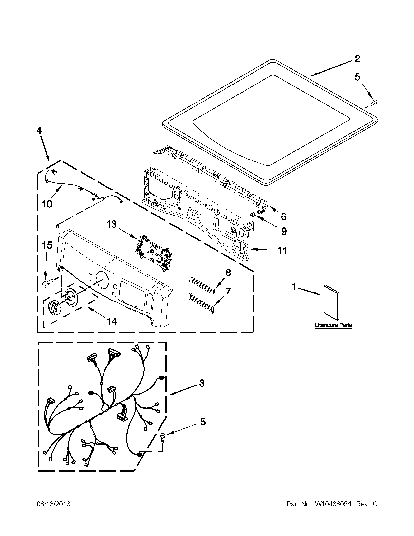 Maytag MED7000XW2 top and console parts diagram