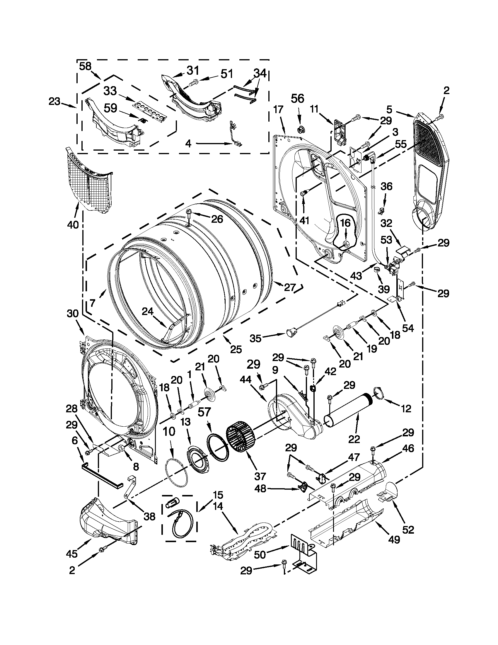 Maytag MED7000XW2 bulkhead parts diagram