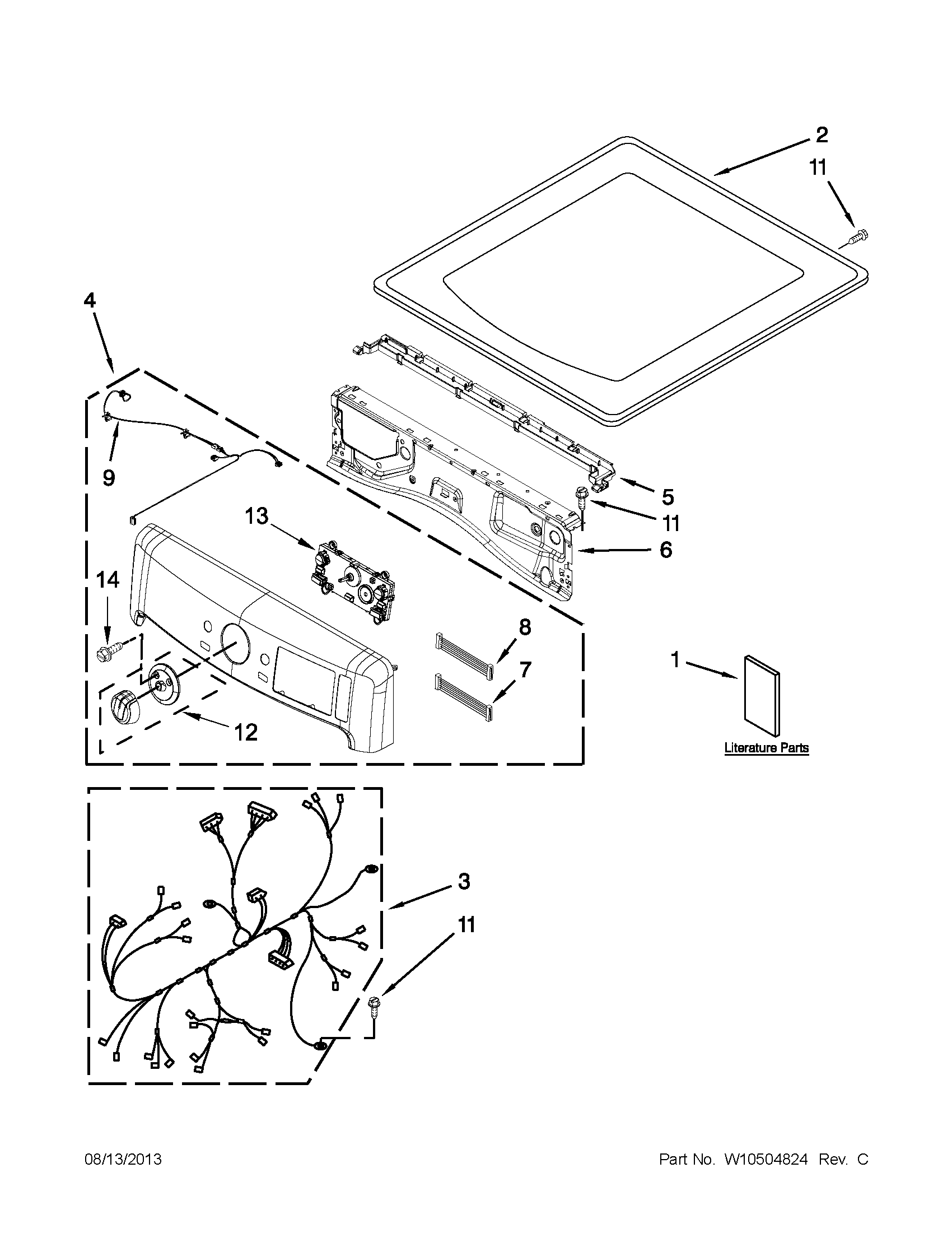 Maytag MGD7000XW2 top and console parts diagram