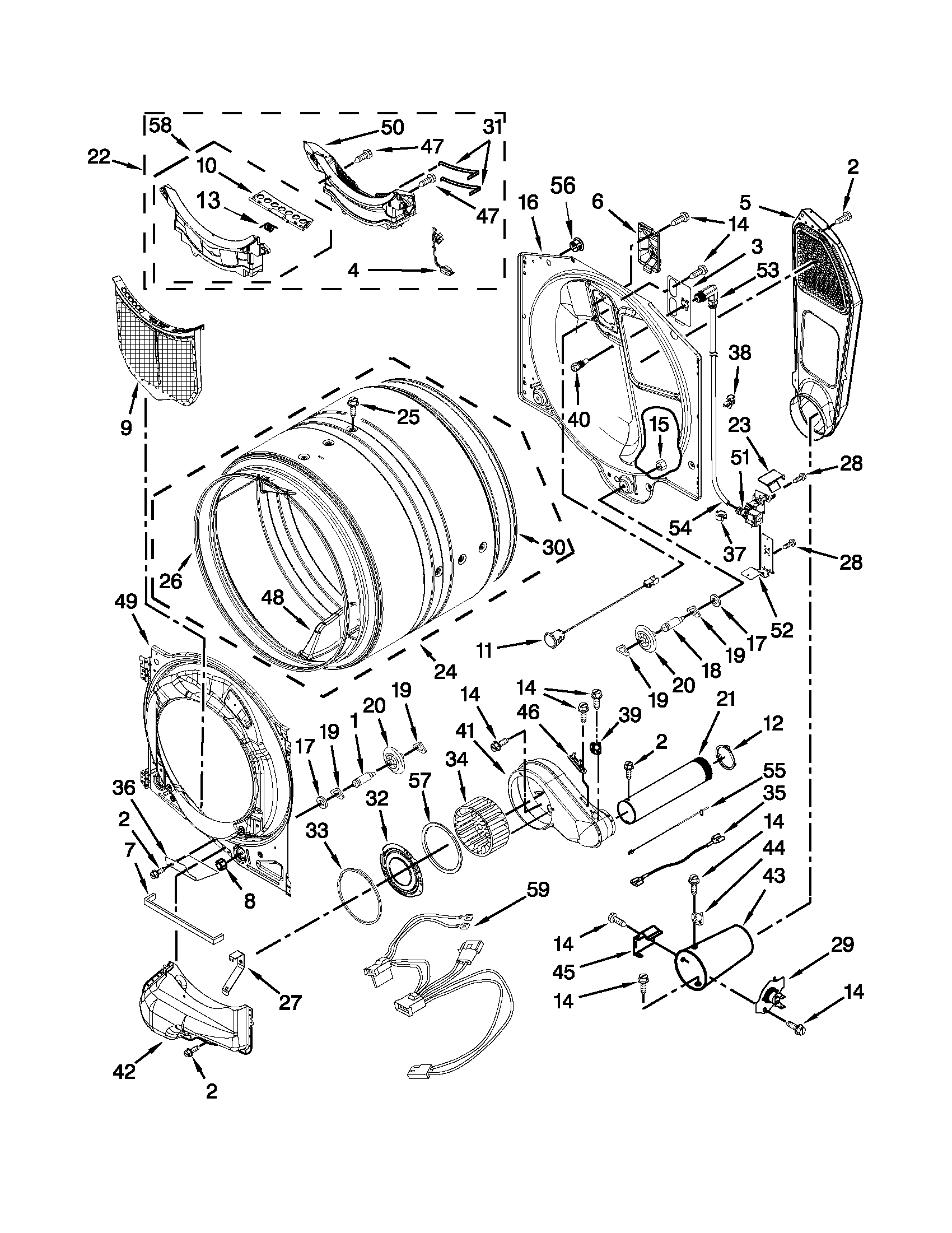 Maytag MGD7000XW2 bulkhead parts diagram